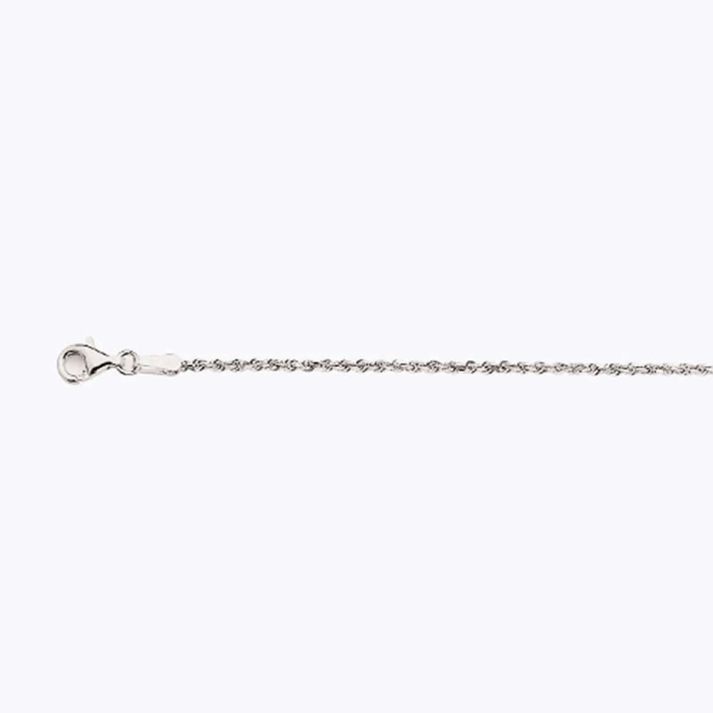 1.5mm Solid Diamond Cut Rope Chain - 14k White Gold - Image 2