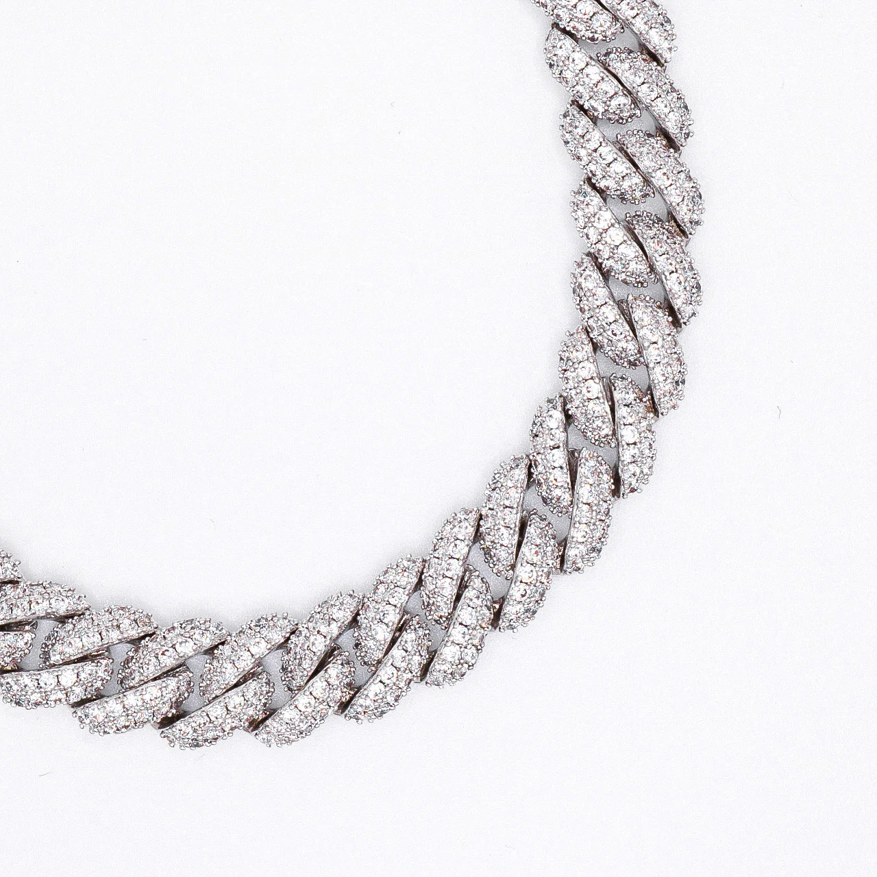 10mm Iced Out Cuban Bracelet - White Gold - Image 3