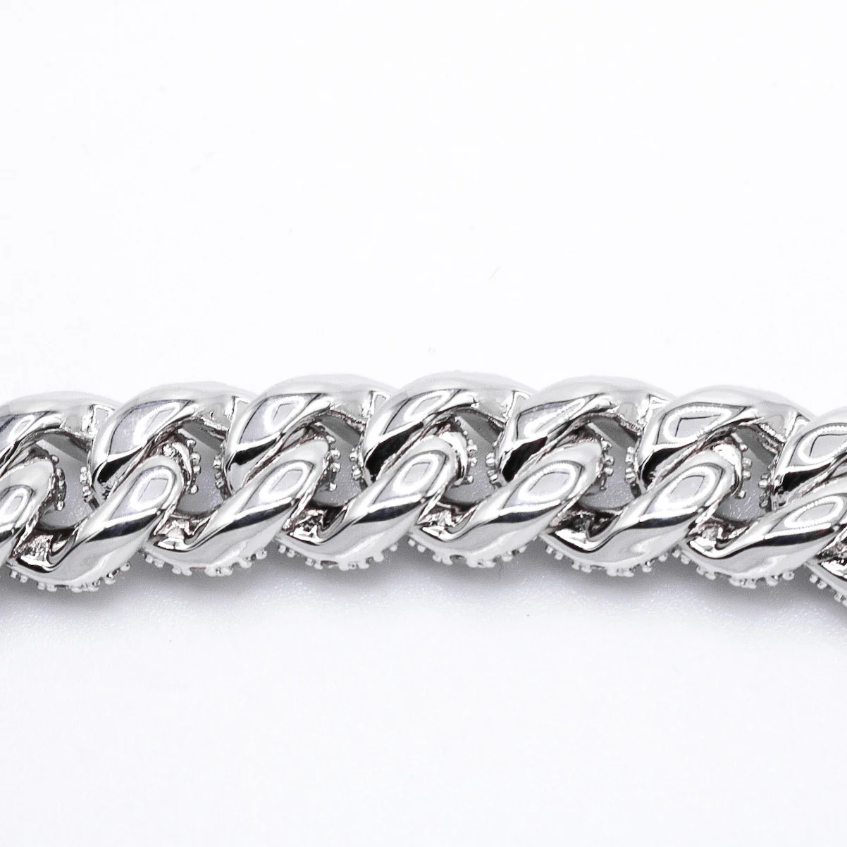 10mm Iced Out Cuban Bracelet - White Gold - Image 4