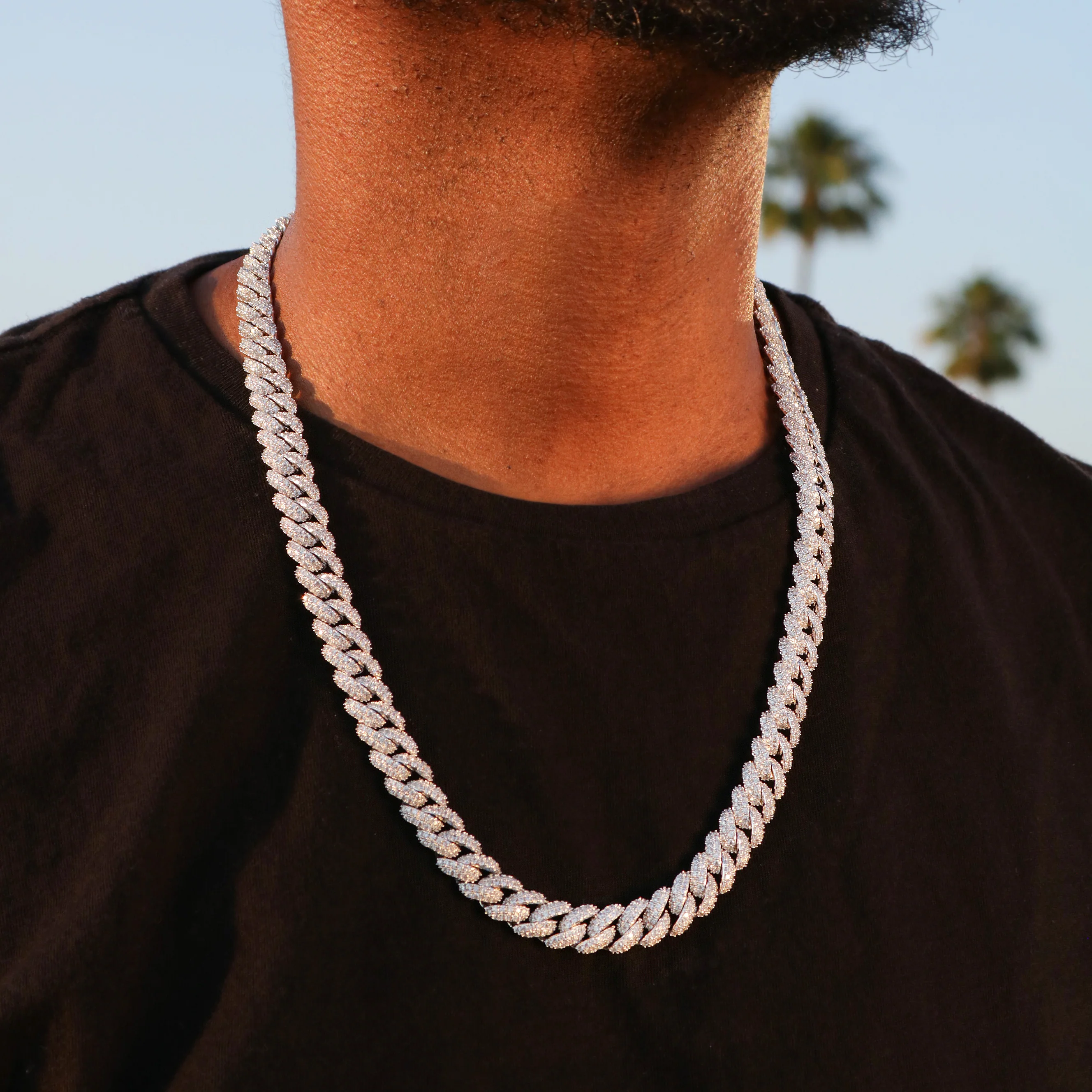 10mm Iced Out Cuban Chain - White Gold - Image 2