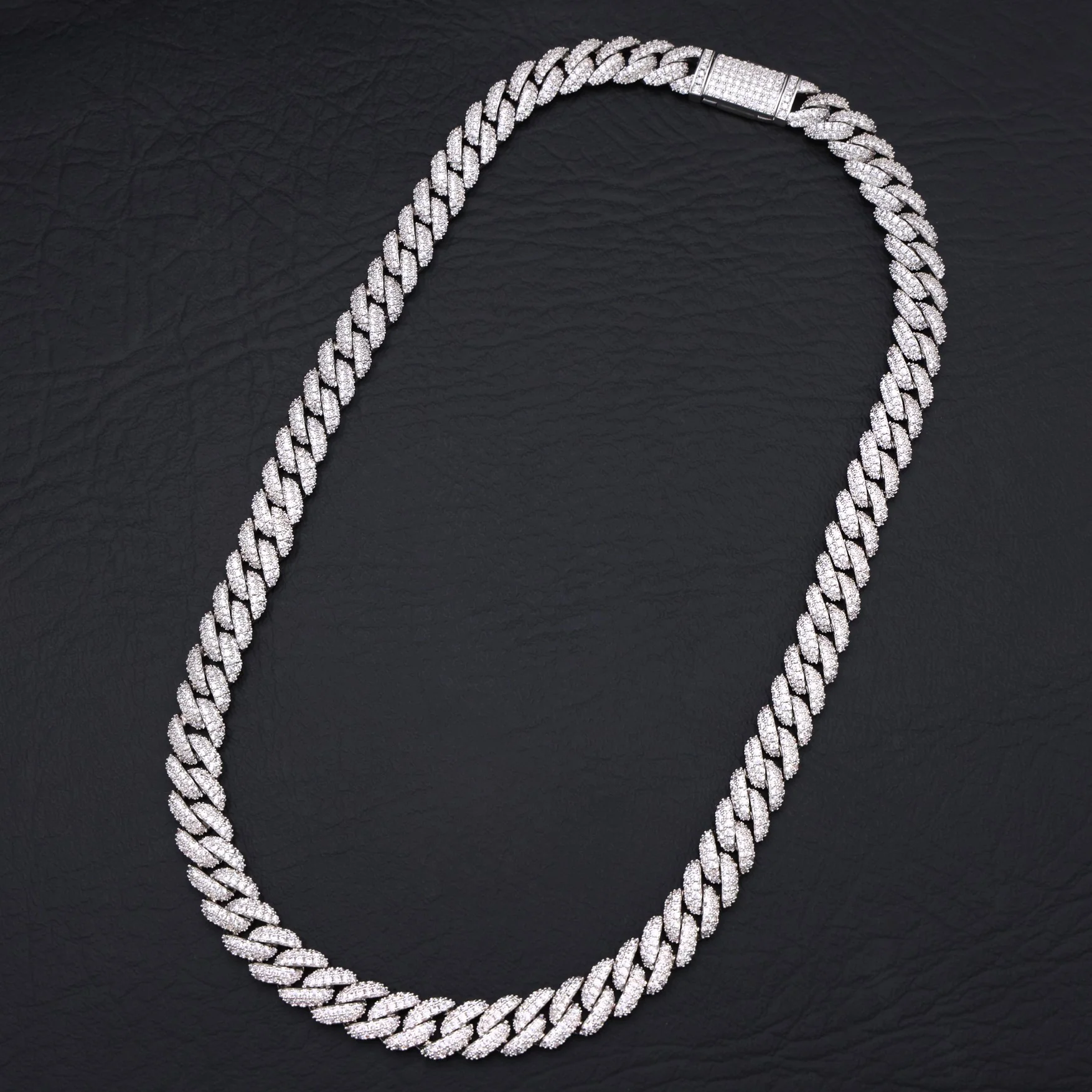 10mm Iced Out Cuban Chain - White Gold - Image 3