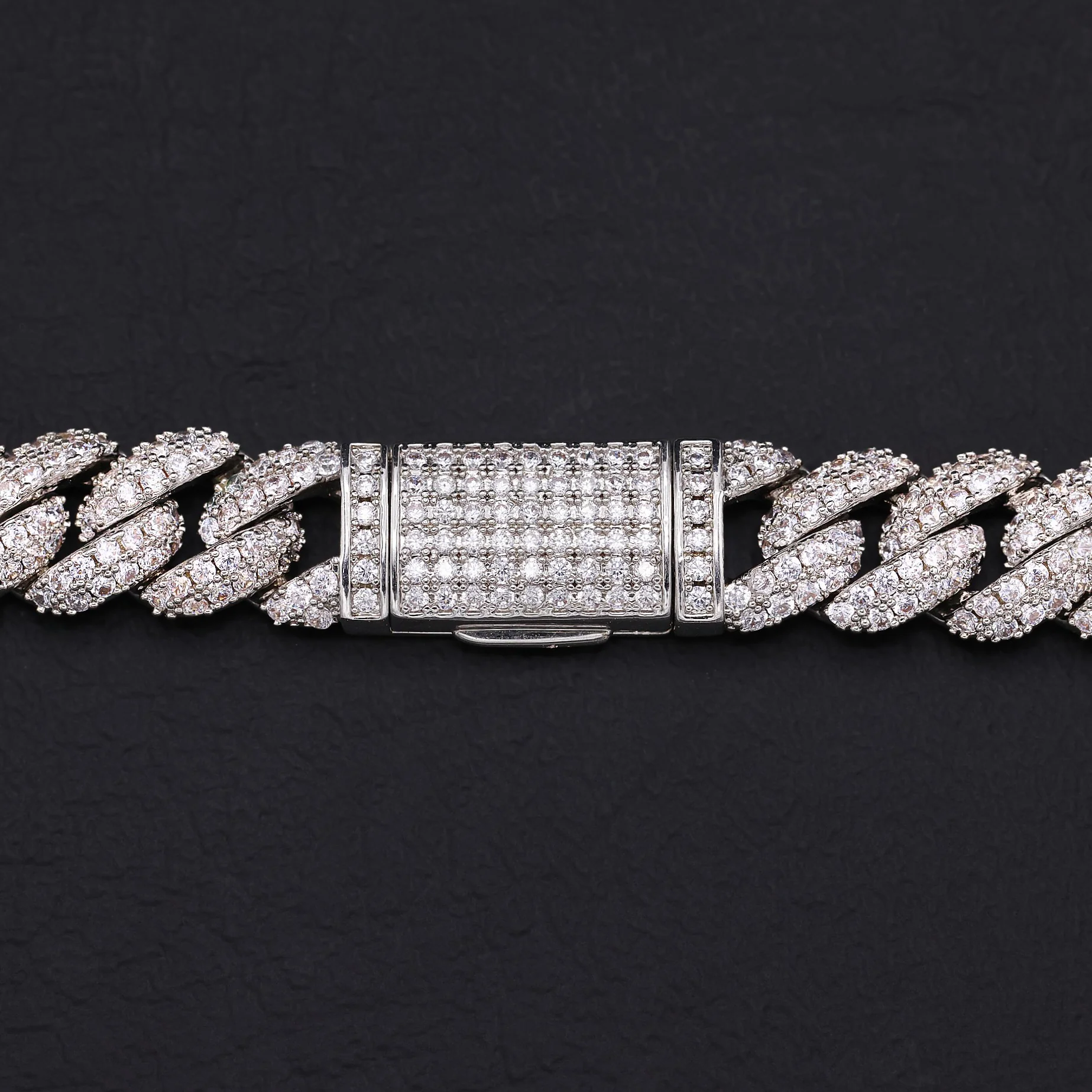 10mm Iced Out Cuban Chain - White Gold - Image 4