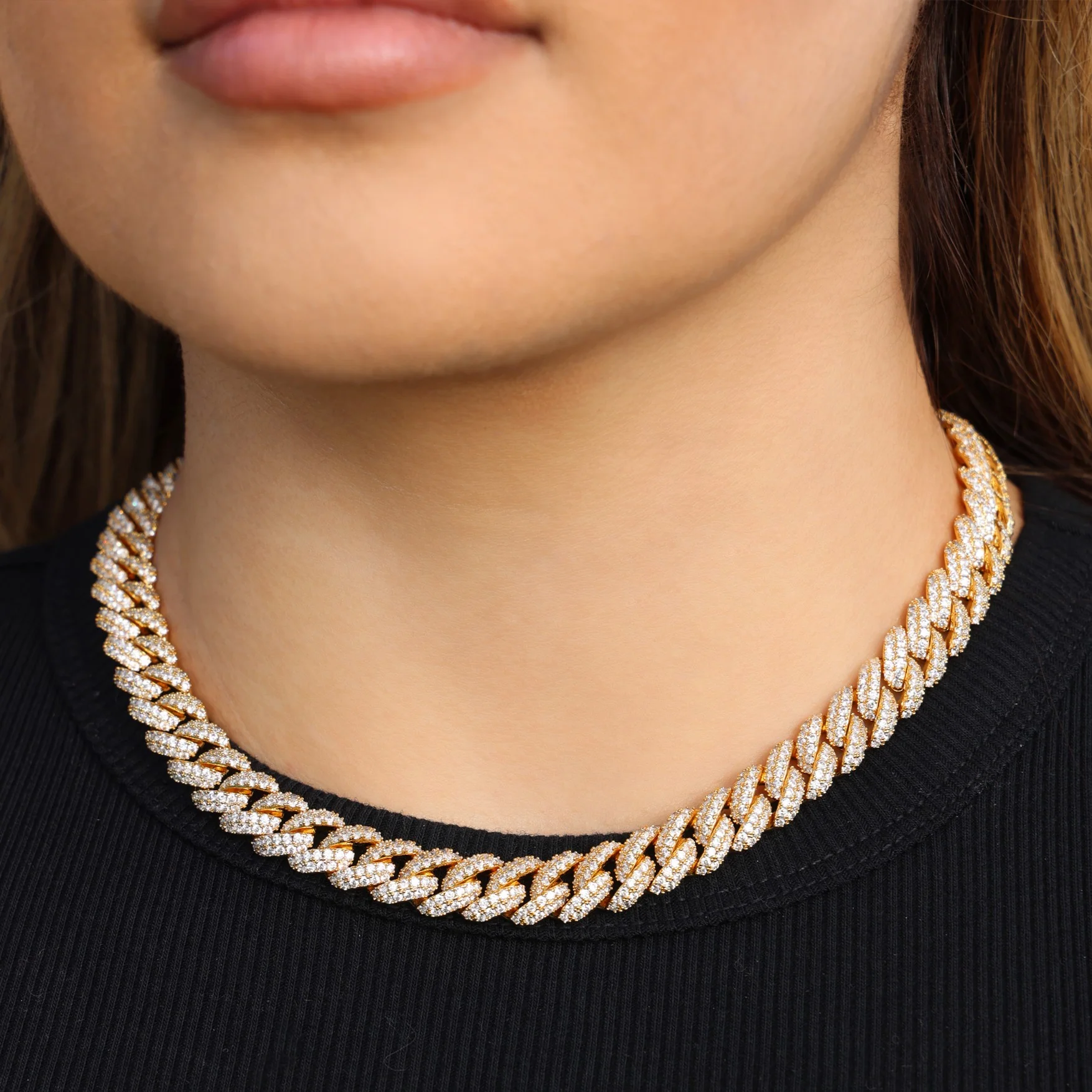 10mm Iced Out Cuban Necklace - Gold - Image 2