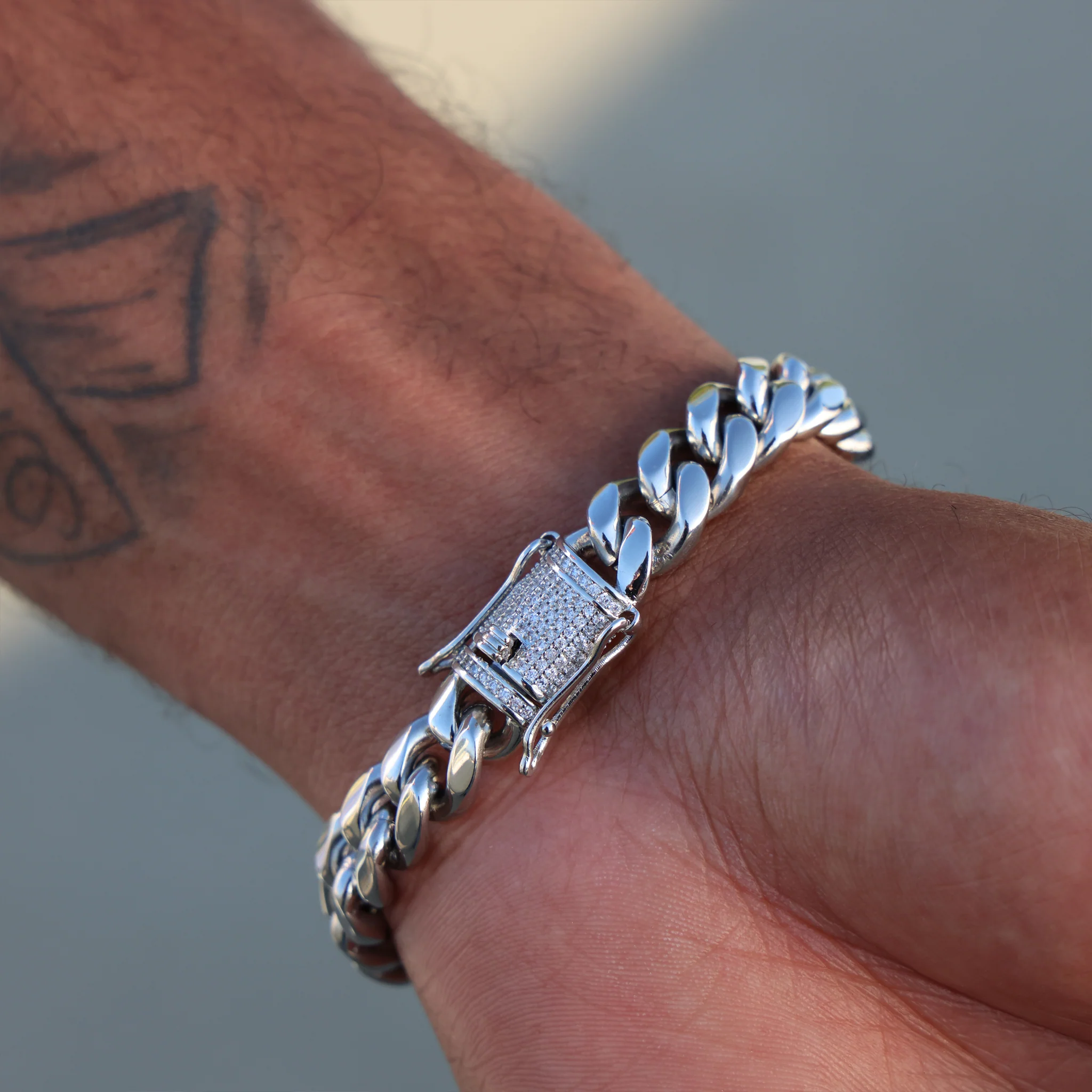 10mm Miami Cuban Bracelet (Iced Out Clasp) - Premium 316L Stainless - Image 3