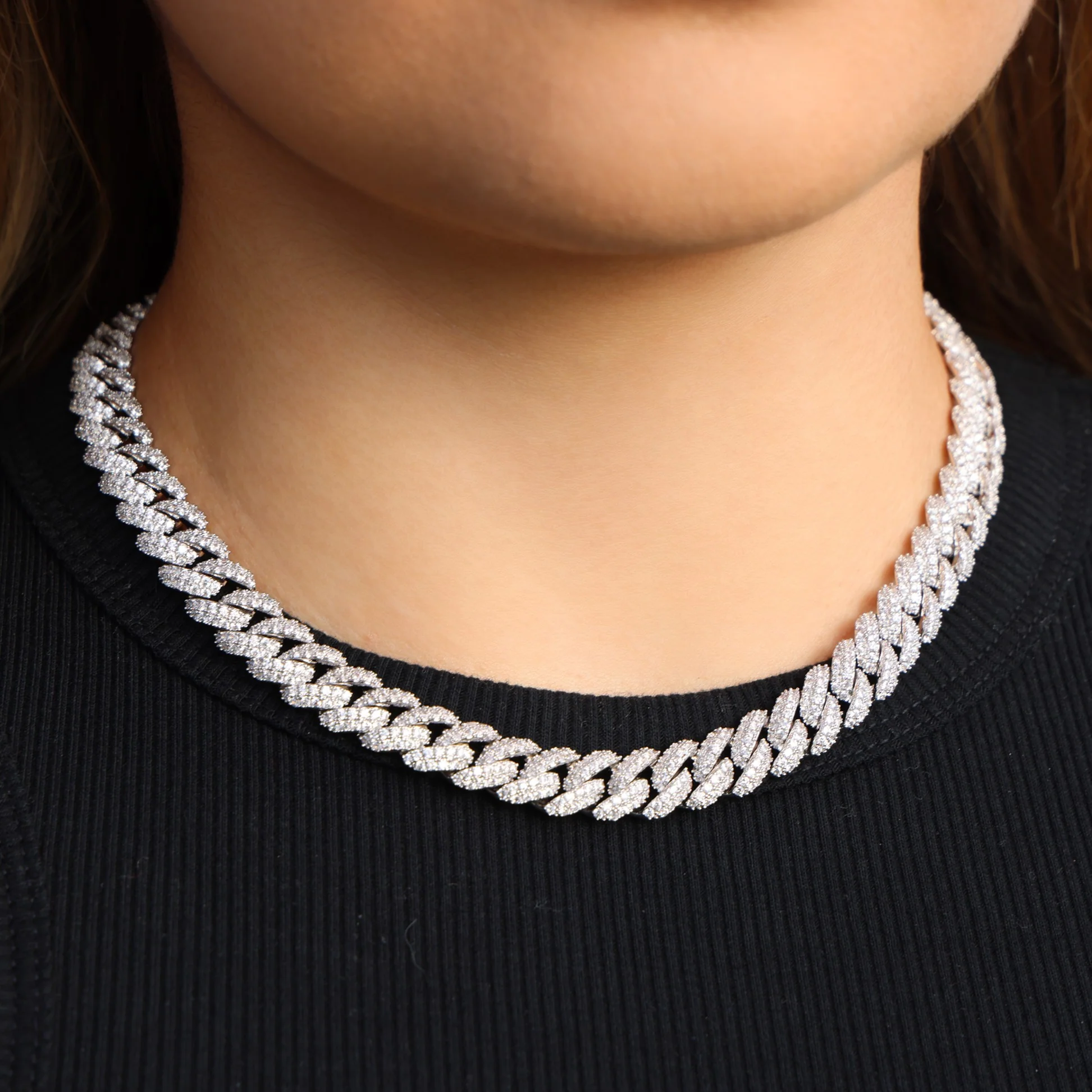 10mm Moissanite Cuban Necklace - 925 Silver - Image 4