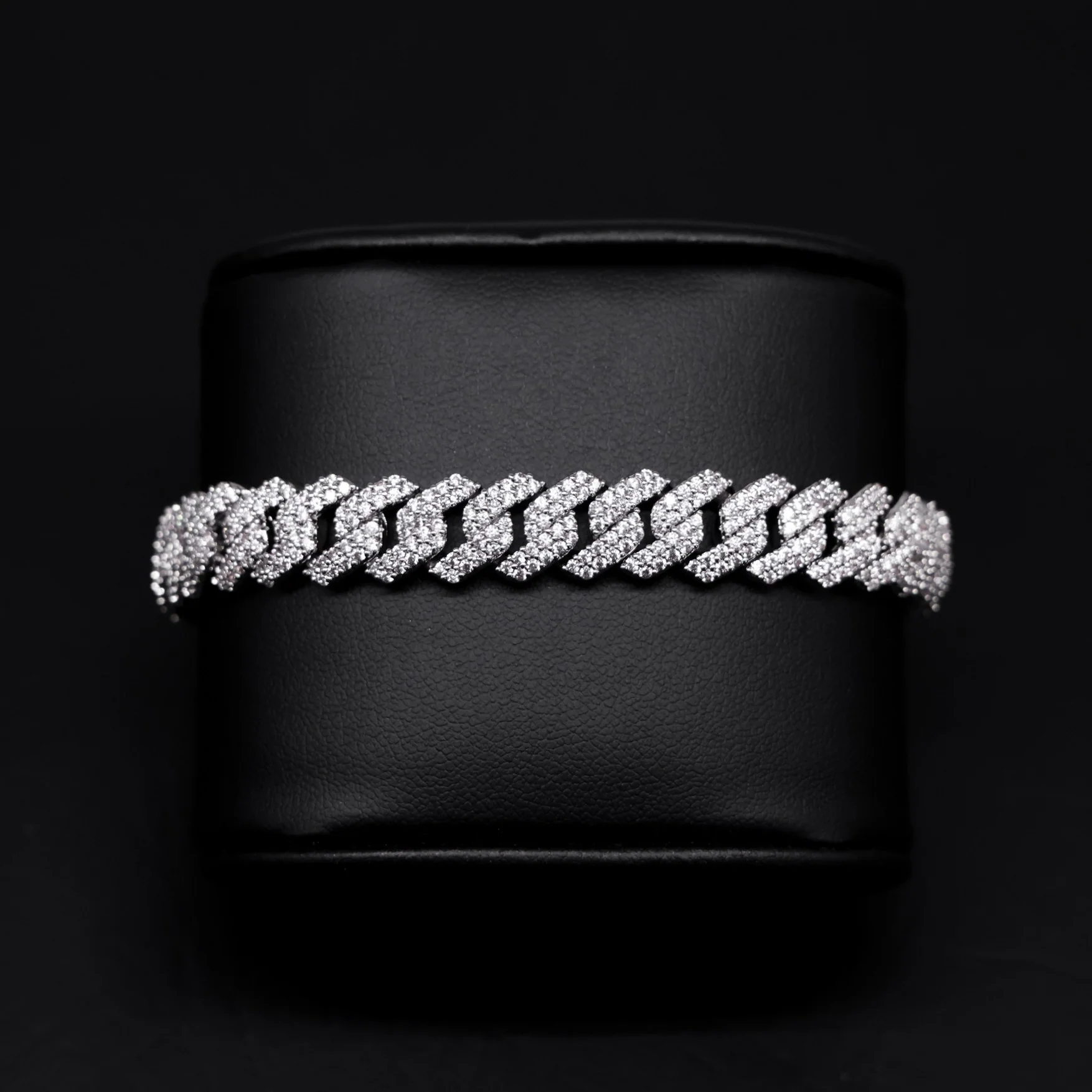 10mm Moissanite Prong Link Cuban Bracelet - 925 Silver - Image 3