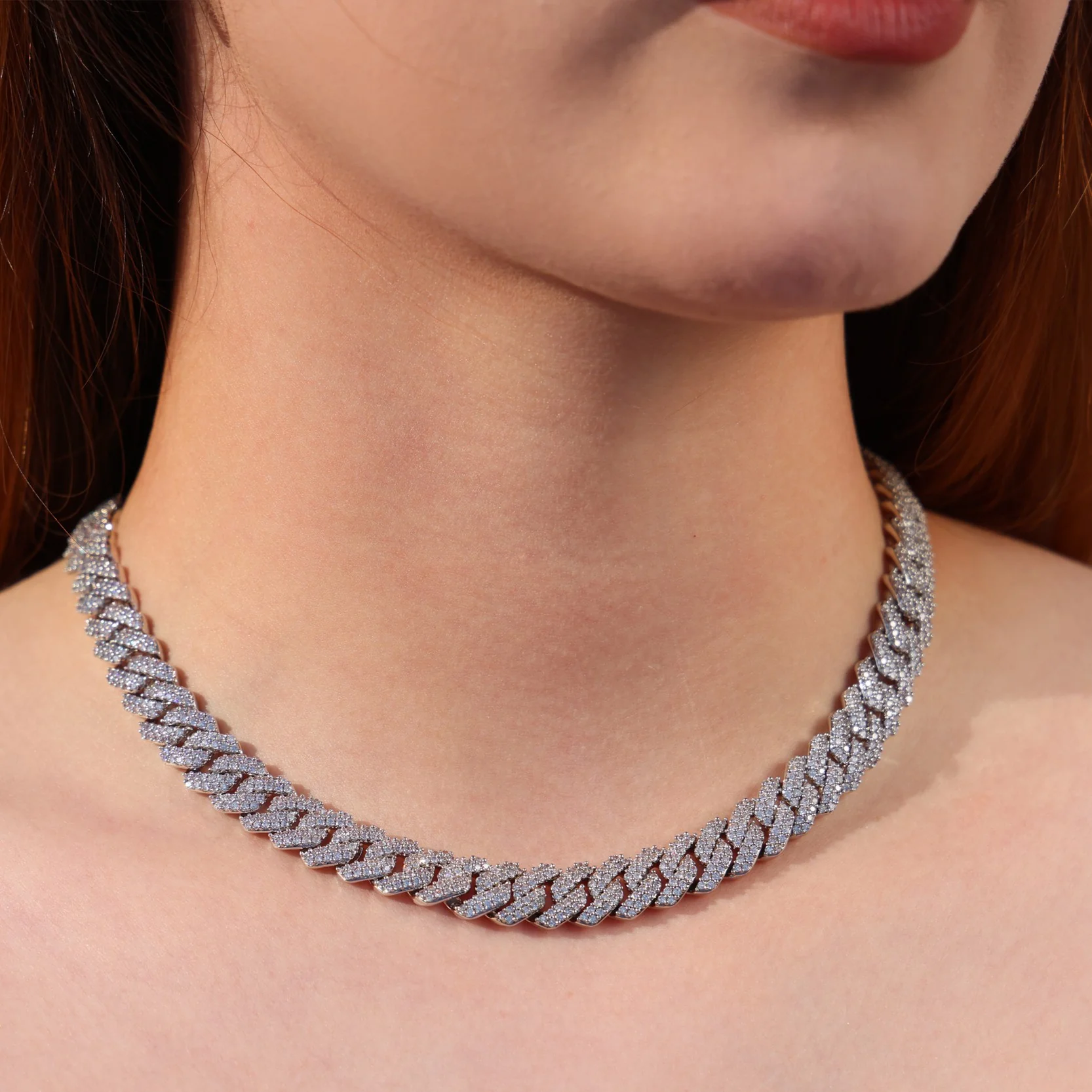 10mm Moissanite Prong Link Cuban Necklace + Bracelet Bundle - 925 Silver - Image 2