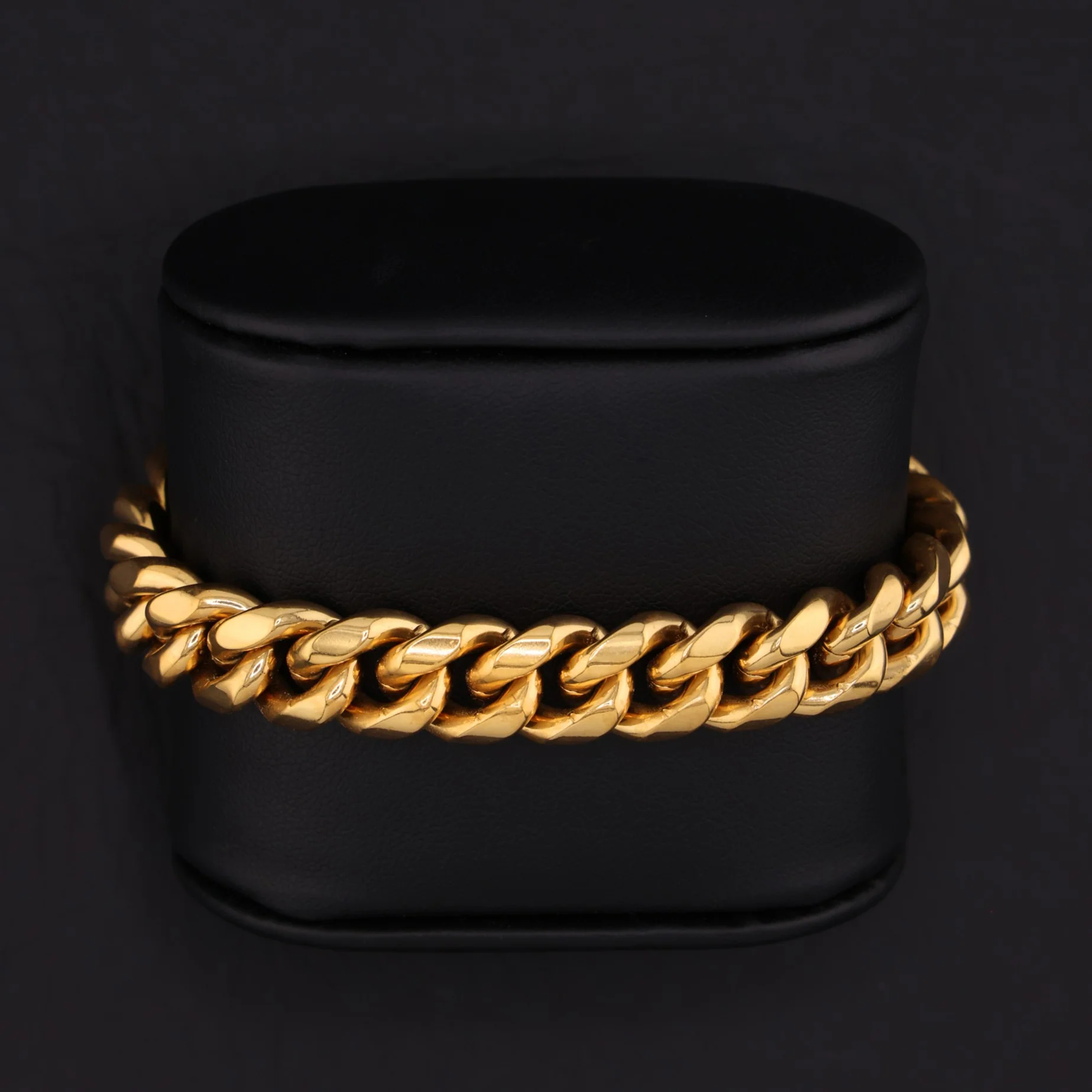 12mm Miami Cuban Bracelet - Gold