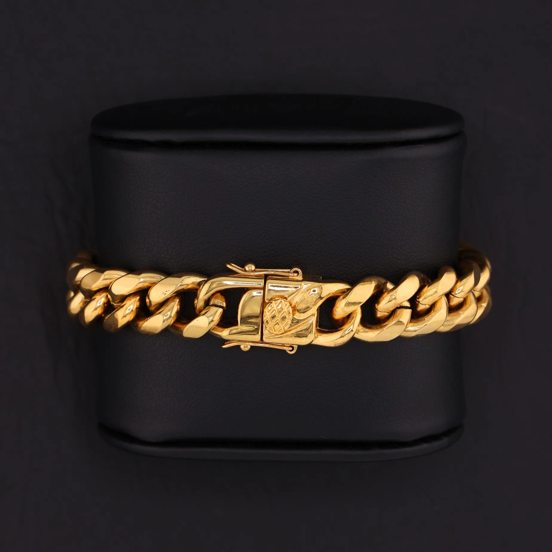 12mm Miami Cuban Bracelet - Gold - Image 2