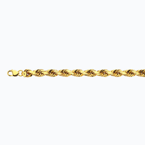 12mm Solid Diamond Cut Rope Chain - 14k Gold - Image 2
