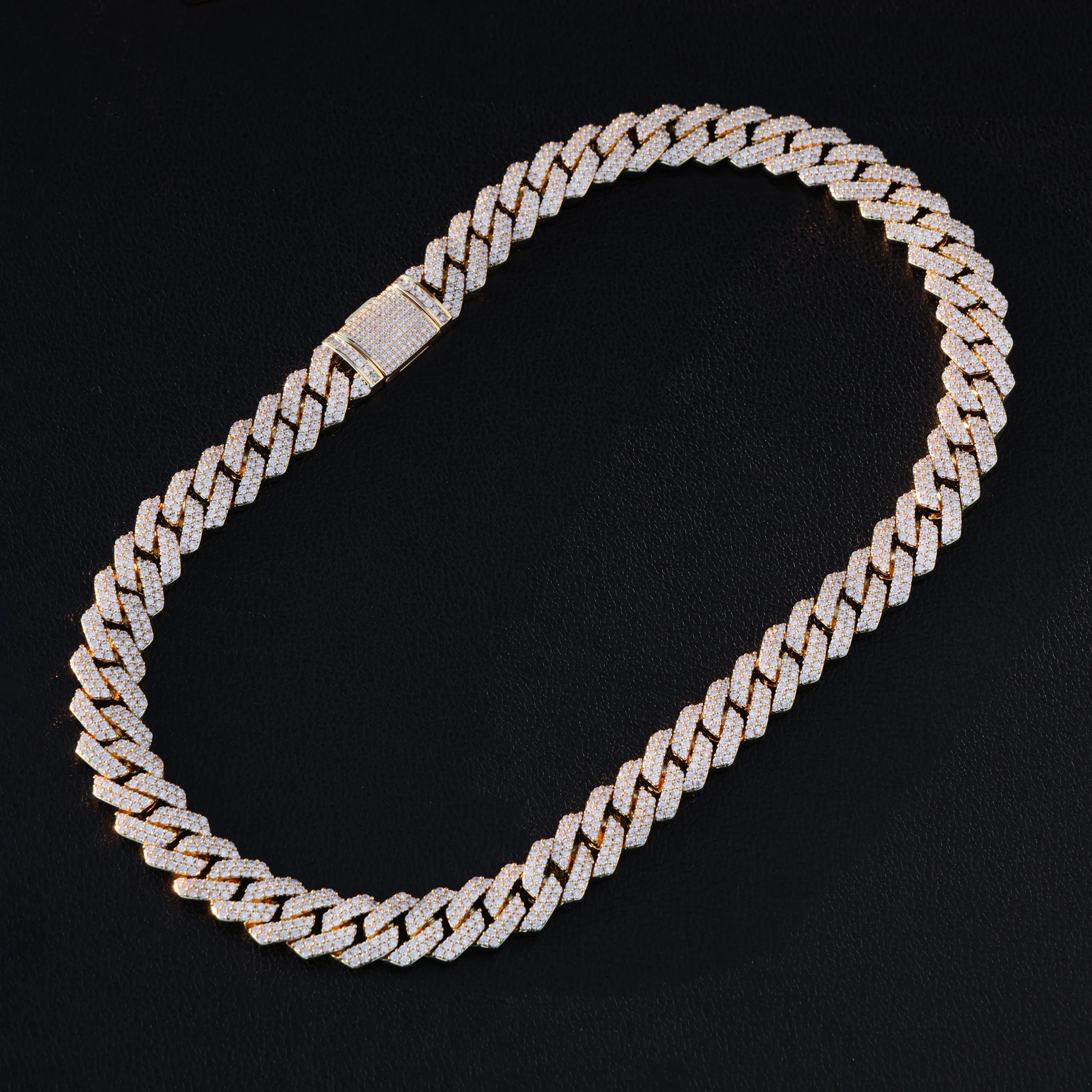 13mm Diamond Prong link Cuban chain - Gold - Image 3