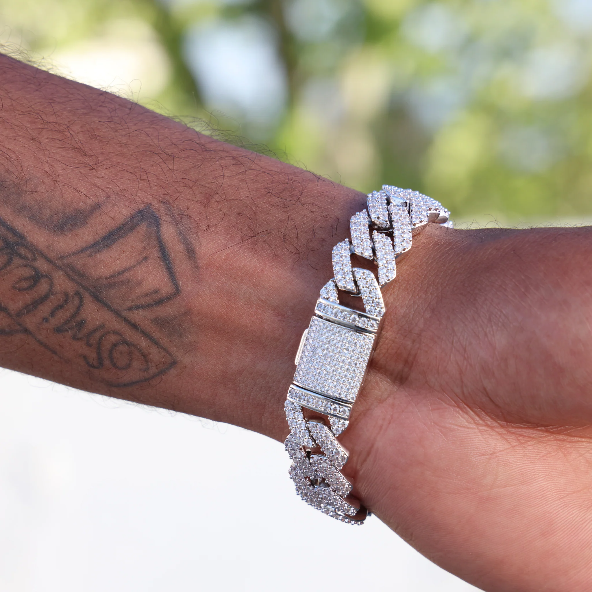 13mm Diamond Prong Link Bracelet - 925 Silver - Image 5