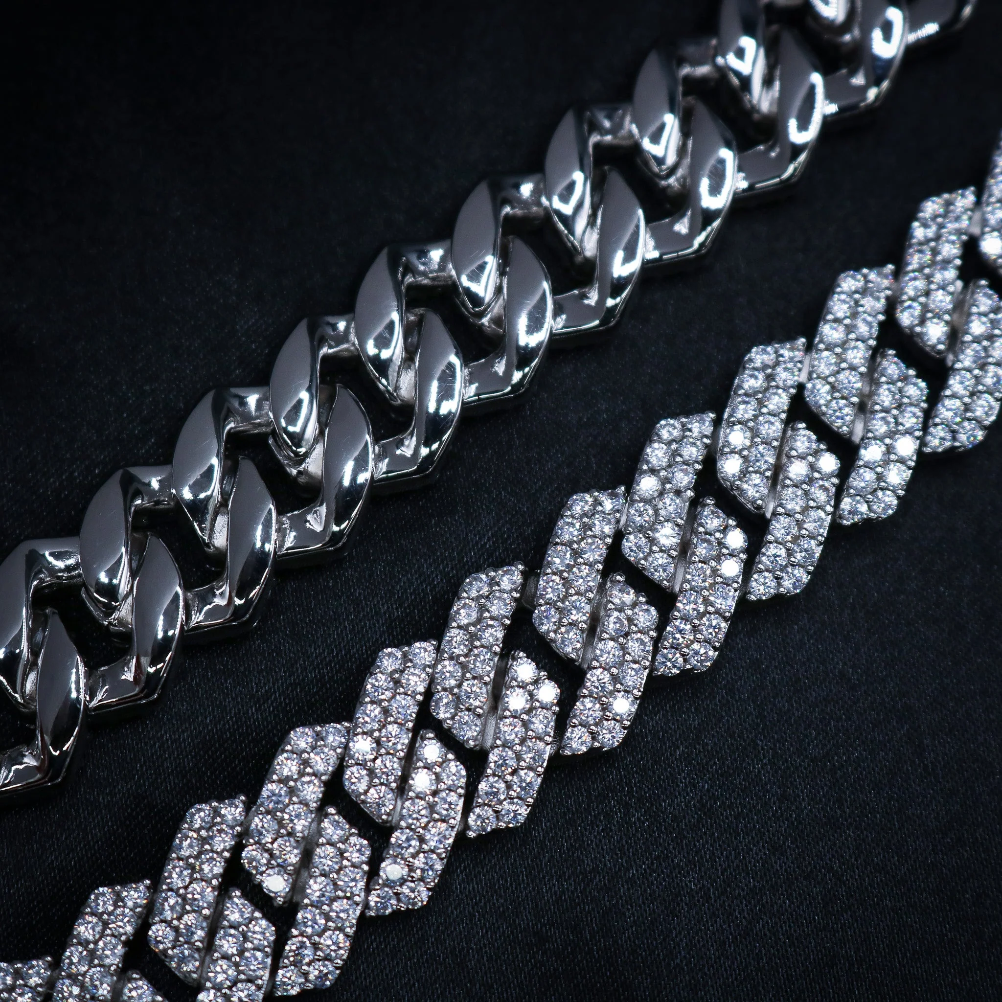 13mm Moissanite Prong Link Chain - 925 Silver - Image 6