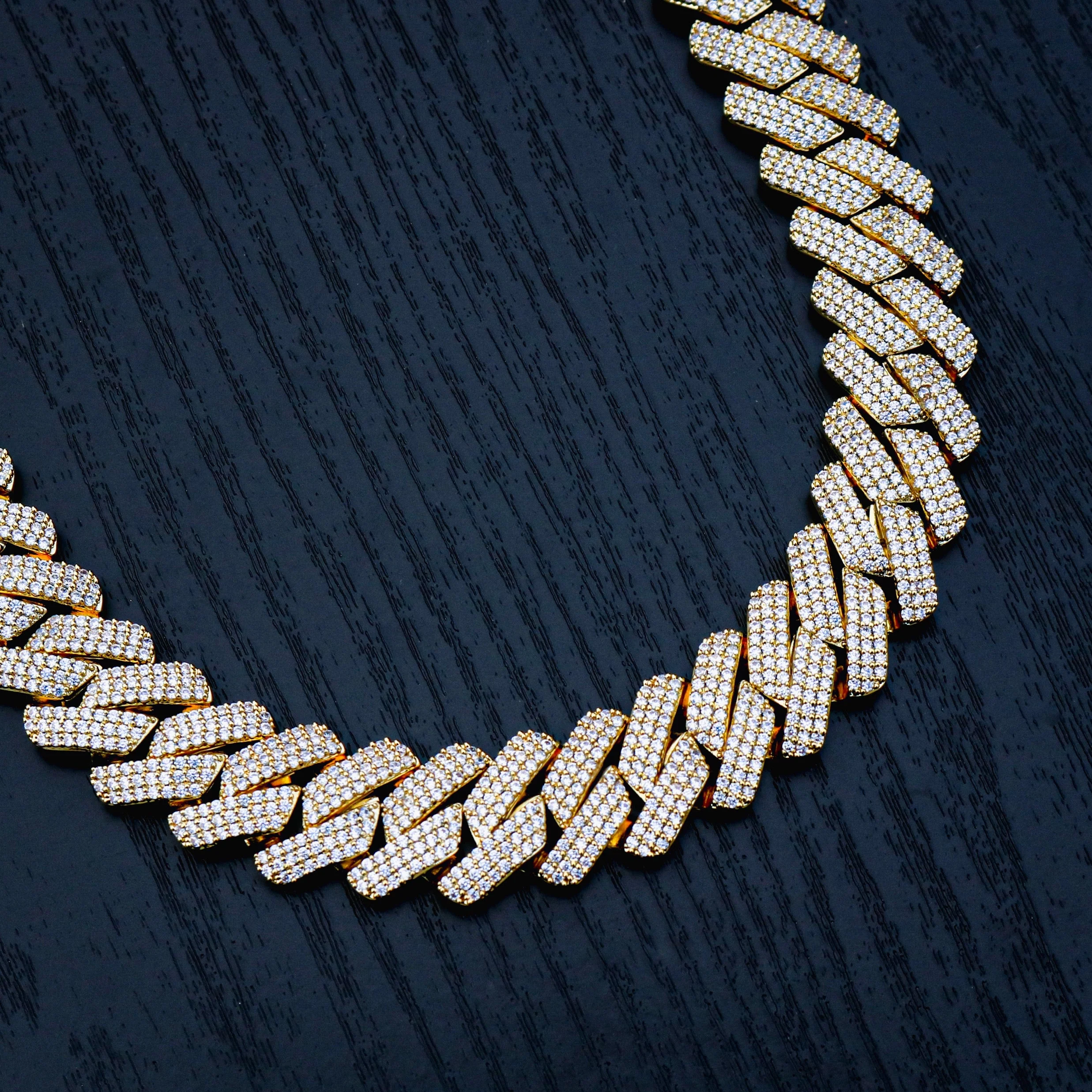 19mm Diamond Prong Link Cuban Necklace - Gold - Image 5