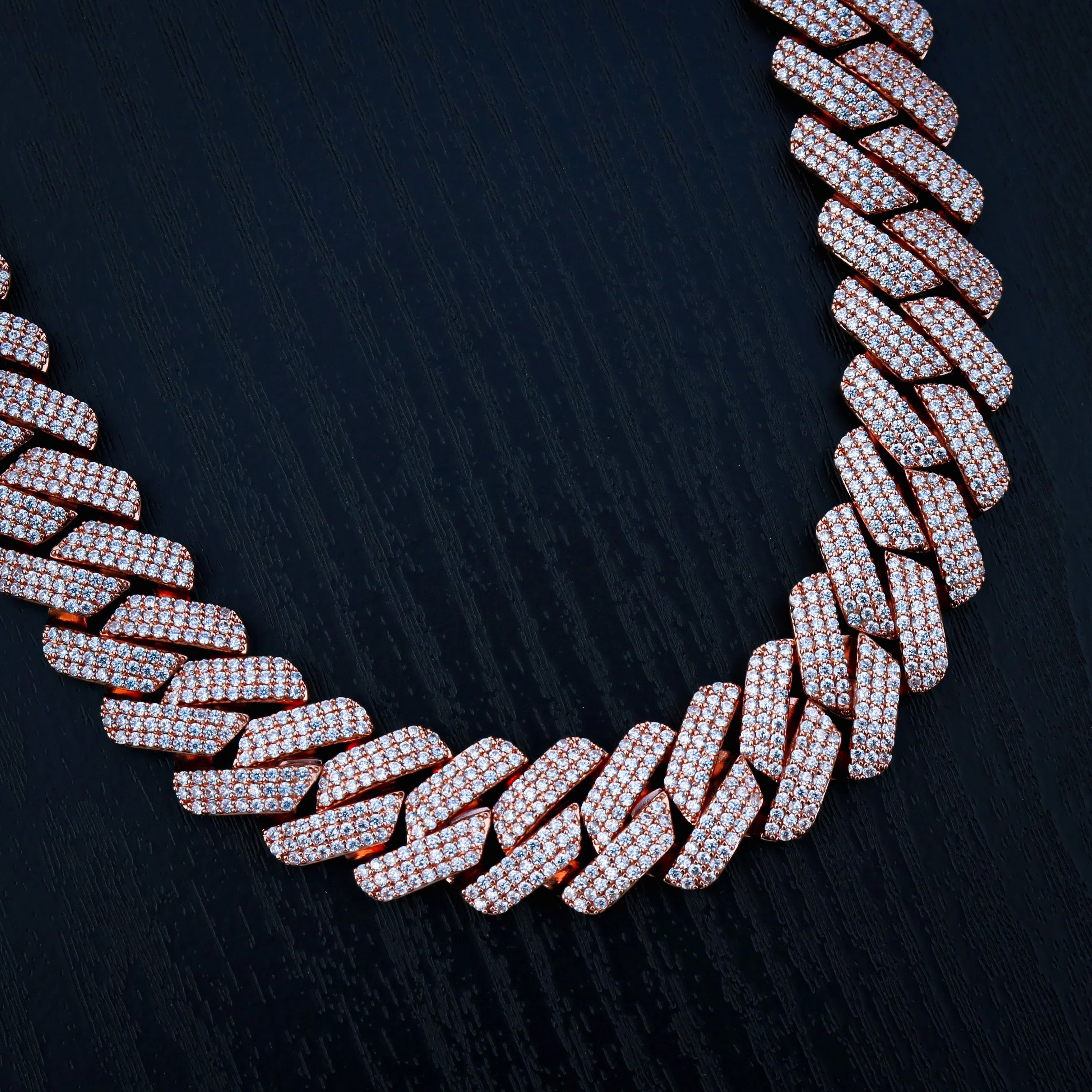 19mm Diamond Prong Link Cuban Necklace - Rose Gold - Image 2