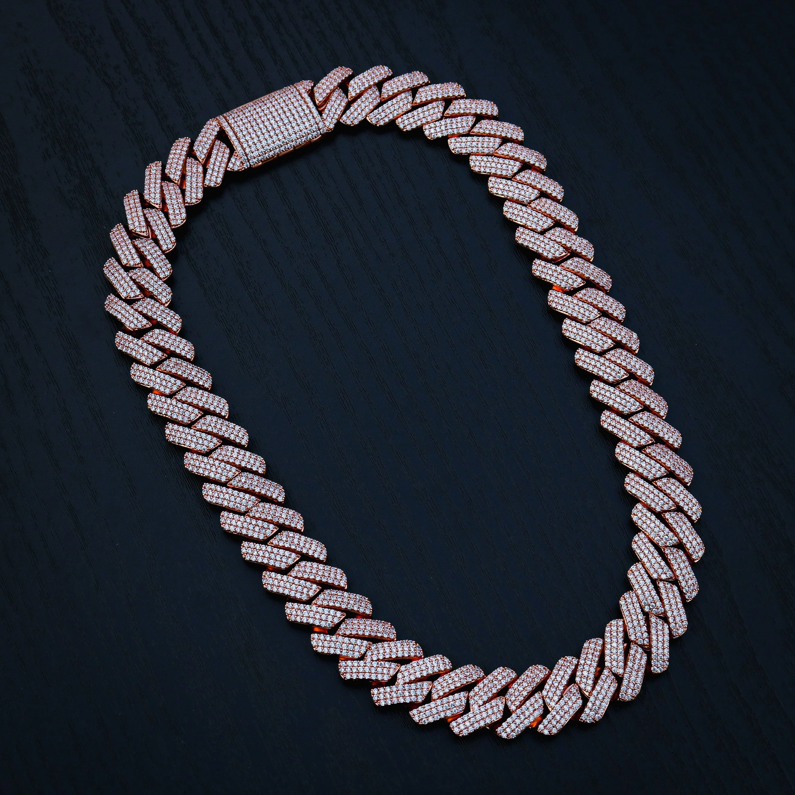 19mm Diamond Prong Link Cuban Necklace - Rose Gold - Image 4