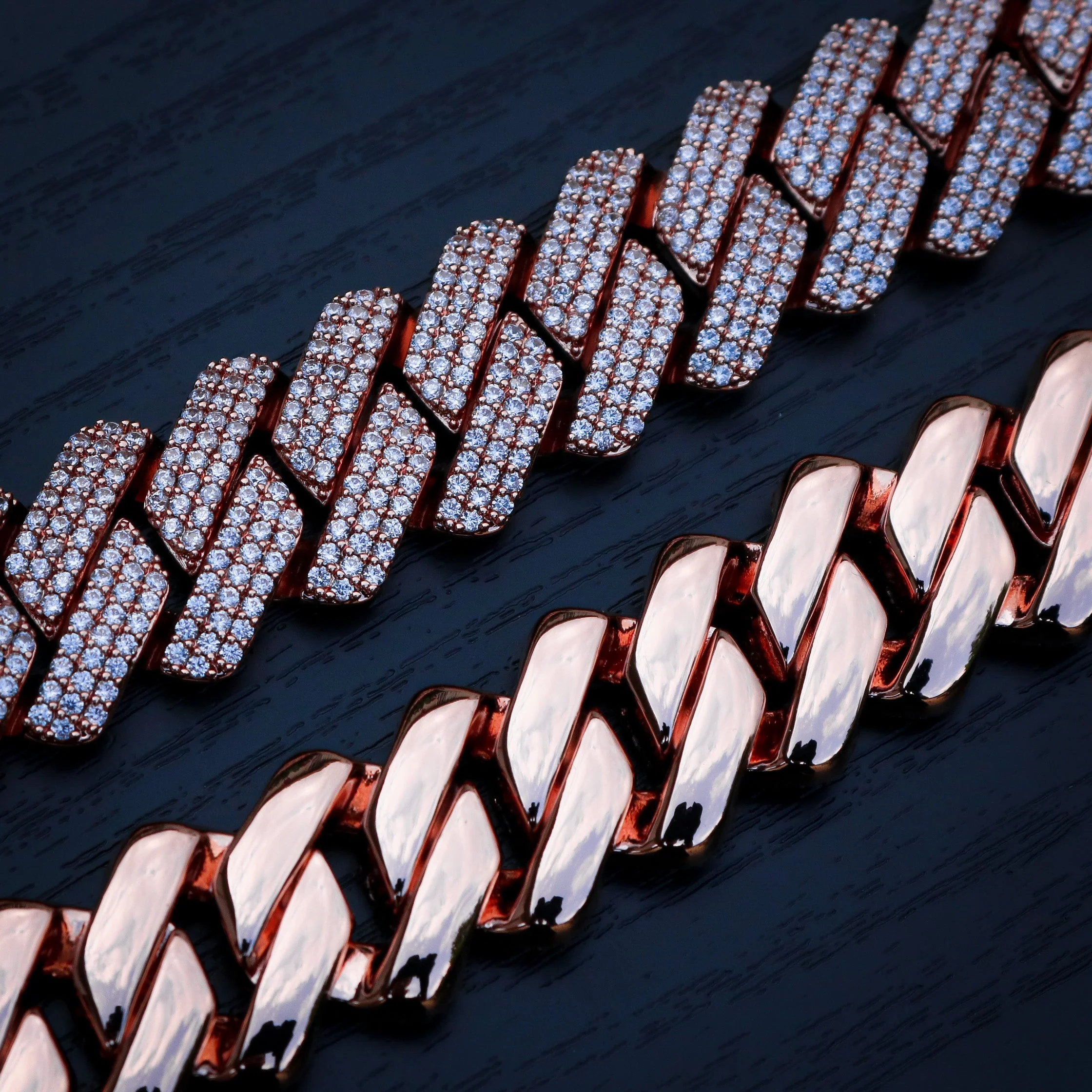 19mm Diamond Prong Link Cuban Necklace - Rose Gold - Image 5