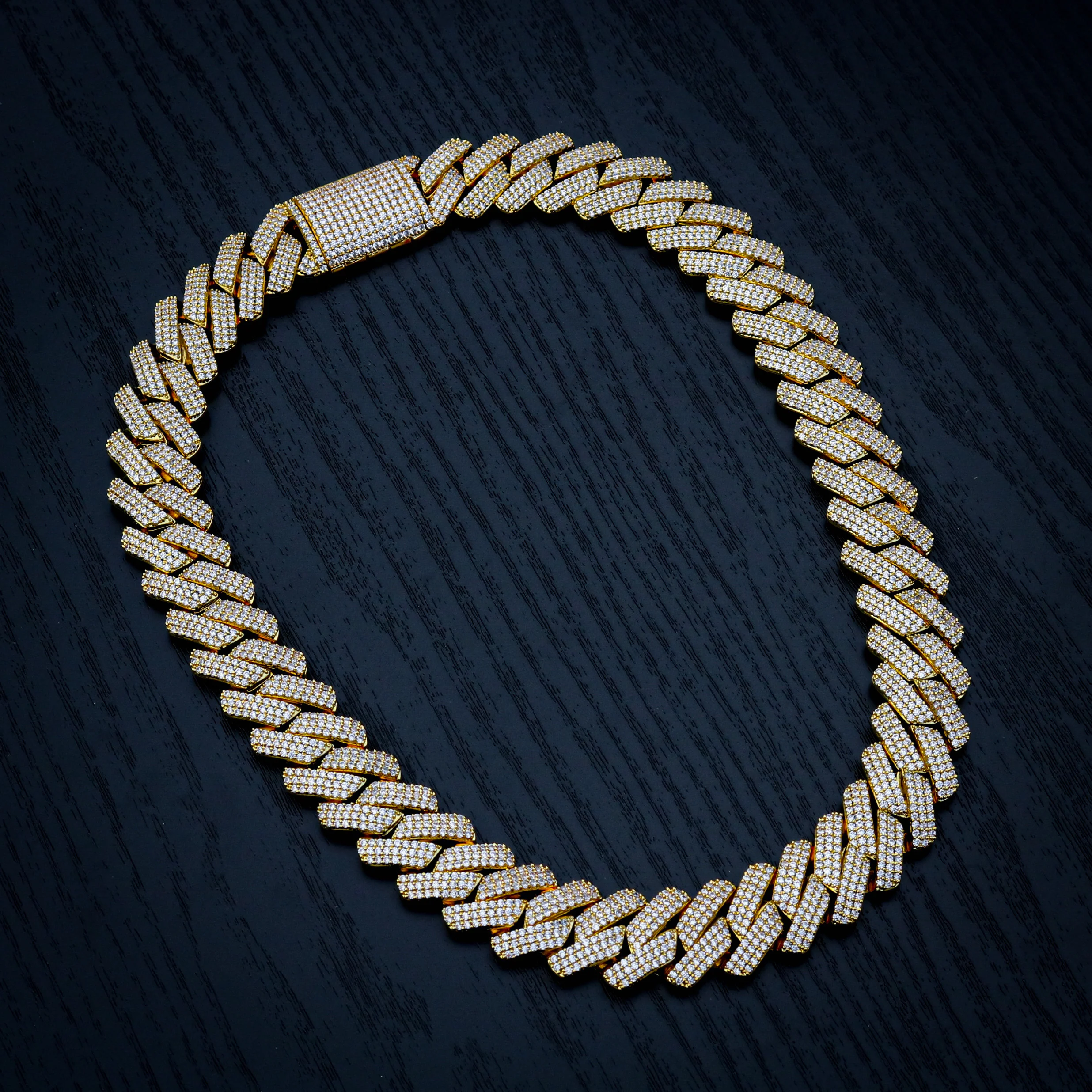 19mm Diamond Prong Link Cuban Chain - Gold - Image 3