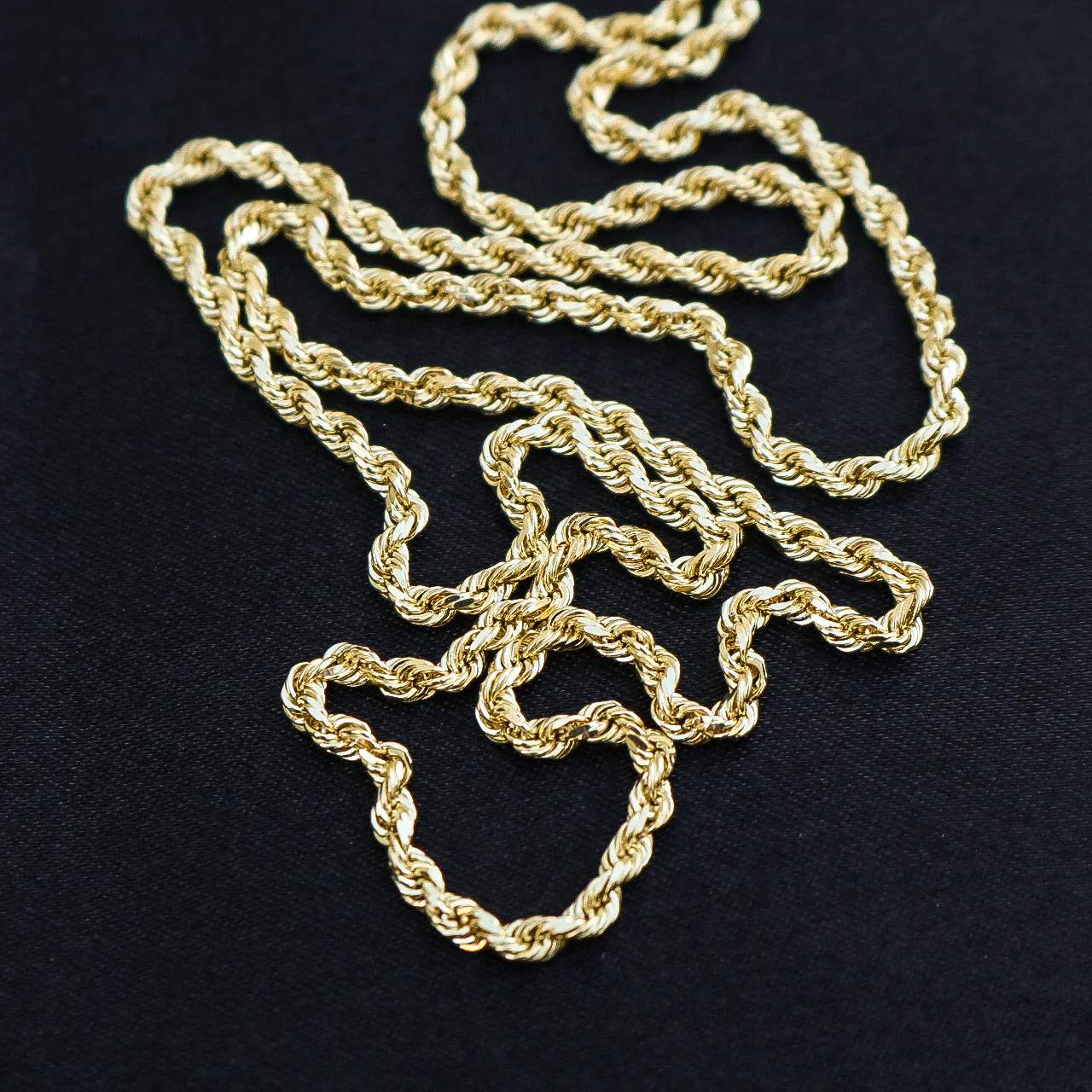 2.5mm Solid Diamond Cut Rope Chain - 10k Gold - Image 2