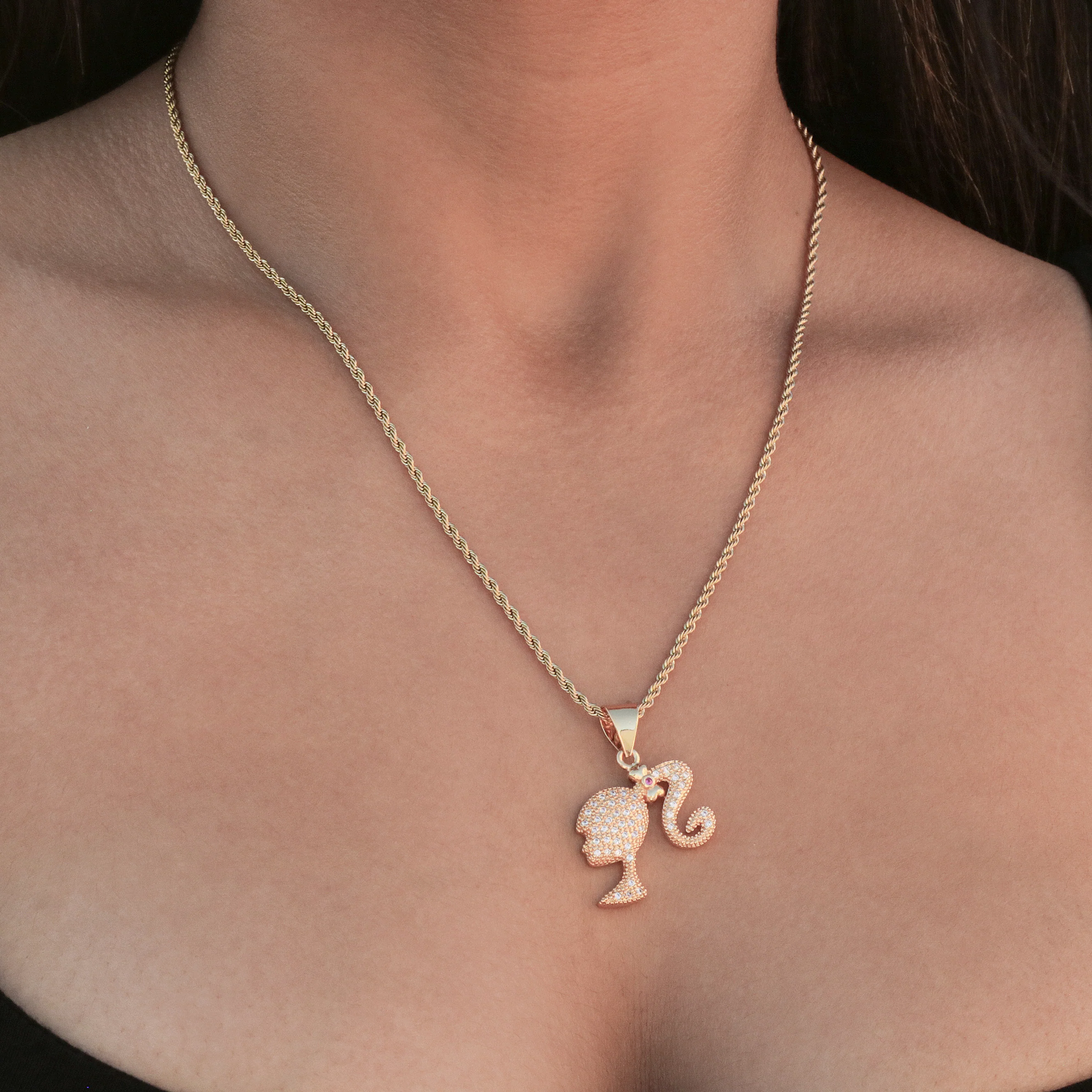 Iced Girl Necklace - Gold
