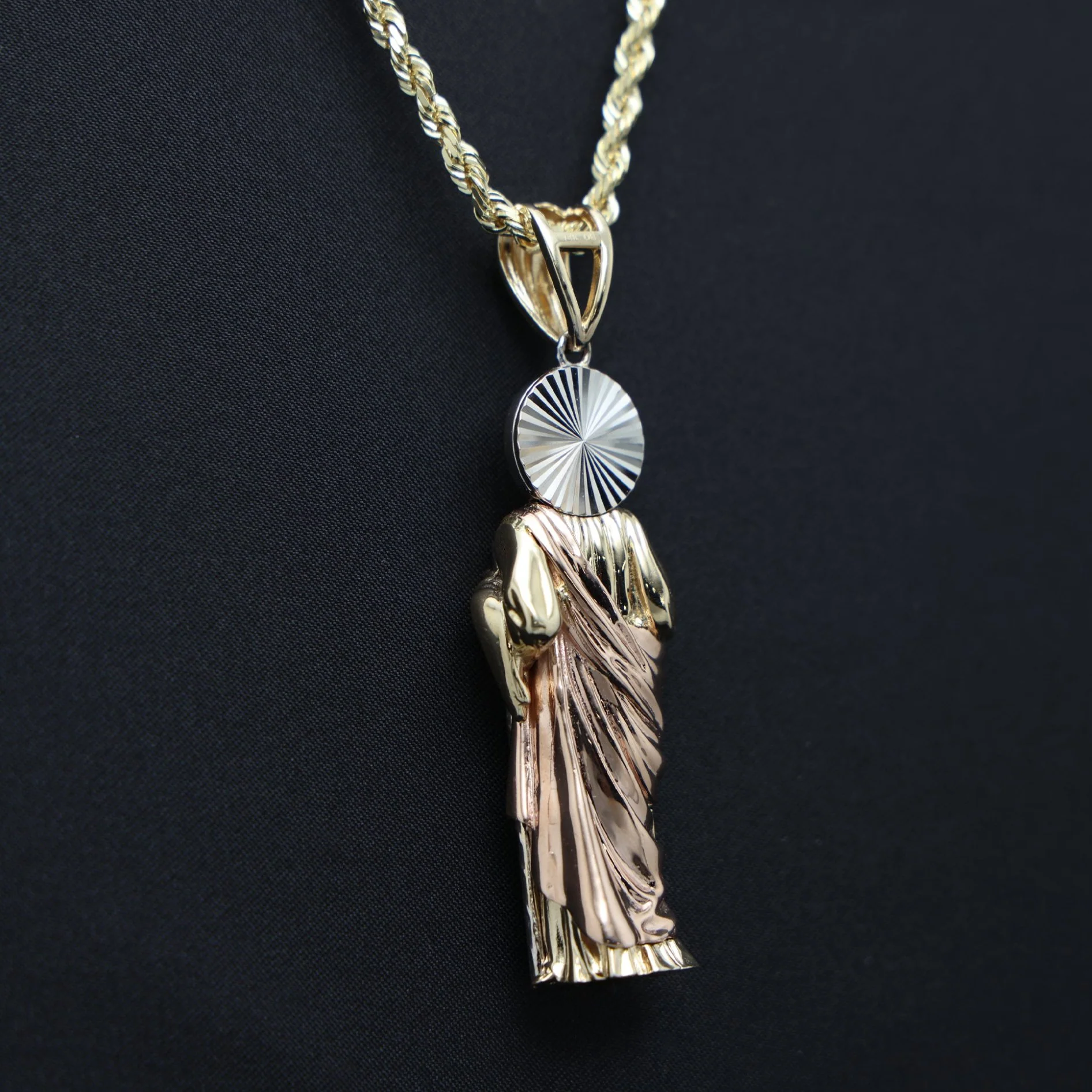 3D San Judas 3-Tone Pendant - 14k Gold - Image 4