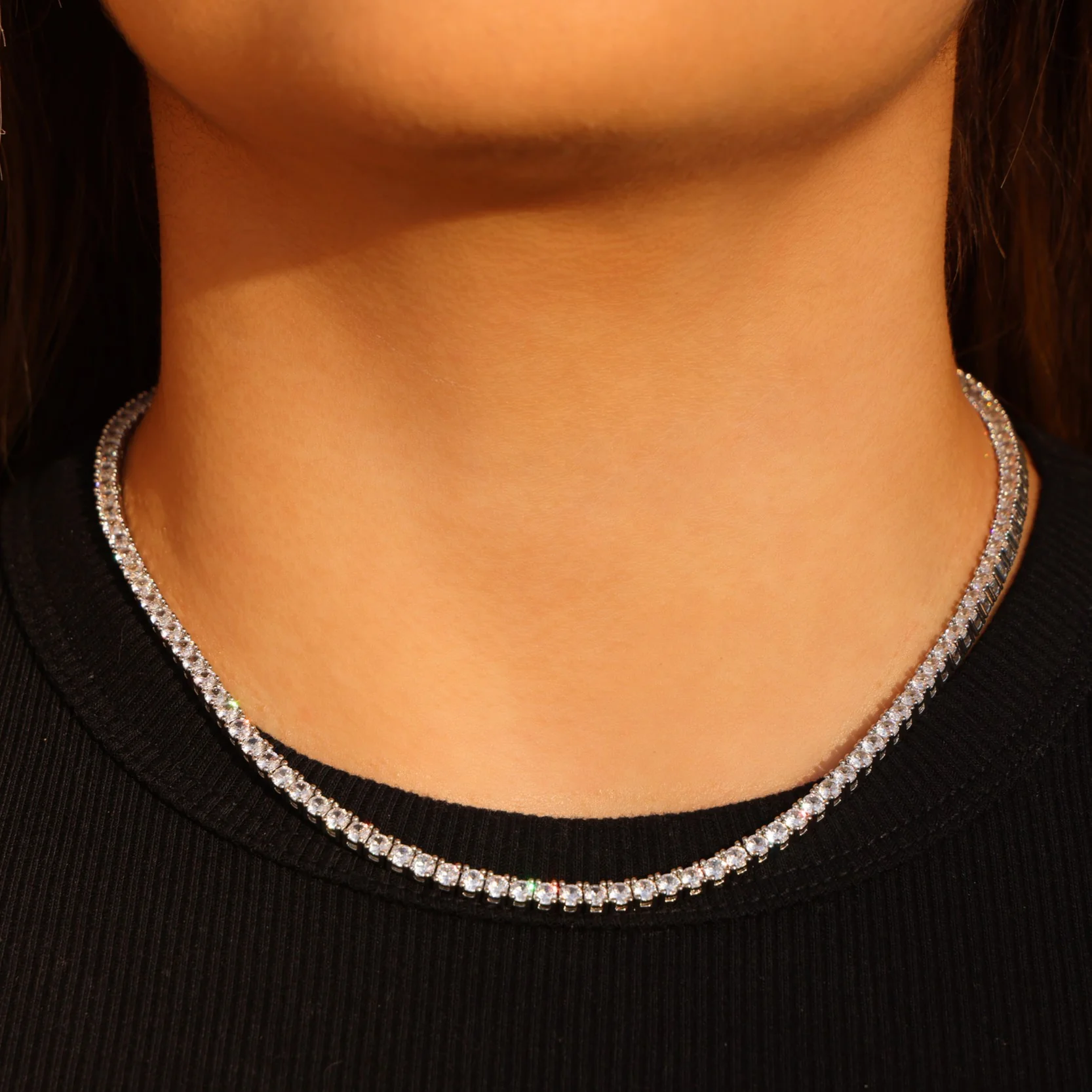 3mm Moissanite Tennis Necklace - 925 Silver - Image 3
