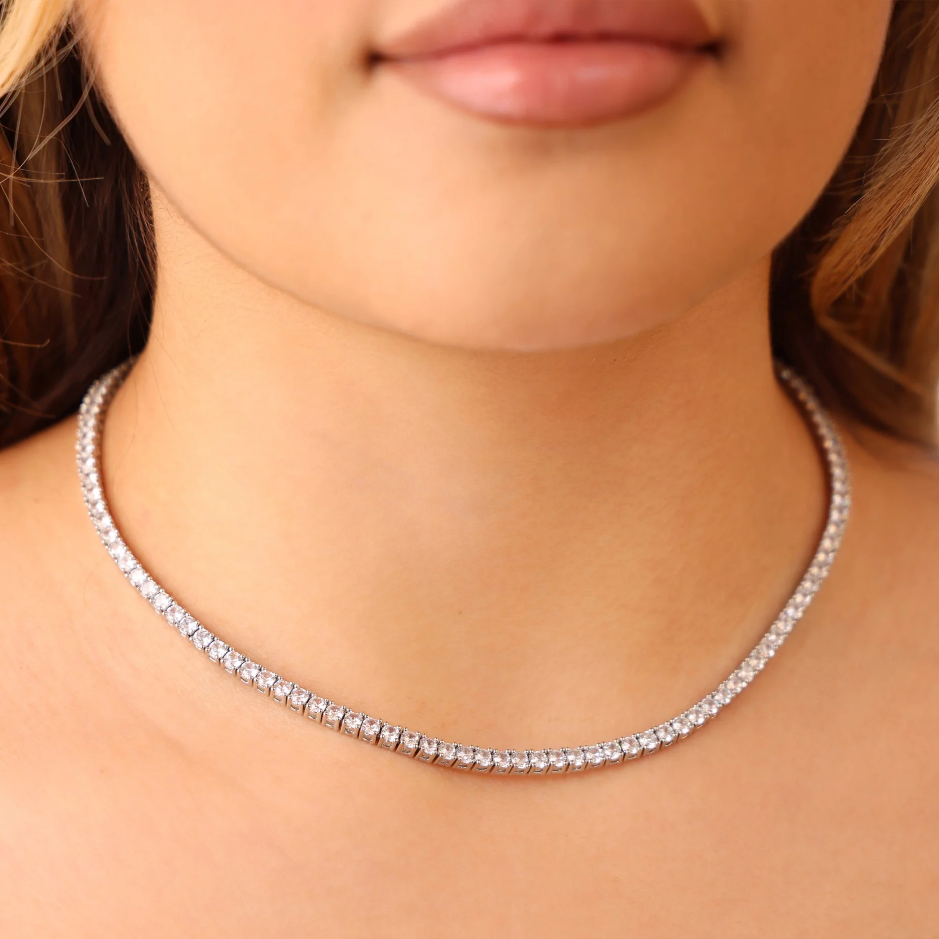 3mm Moissanite Tennis Necklace - 925 Silver - Image 5