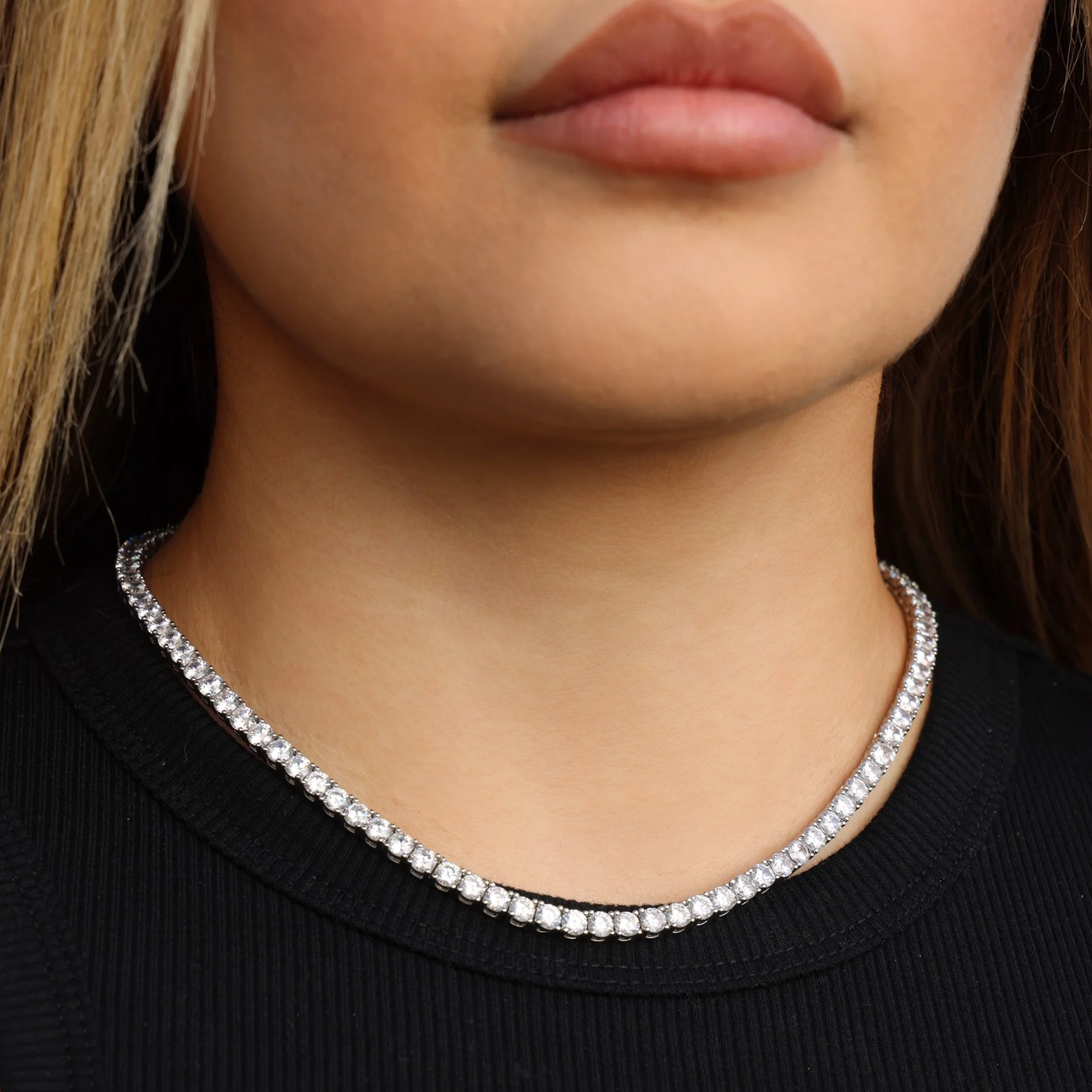 4mm Moissanite Tennis Necklace - 925 Silver - Image 5
