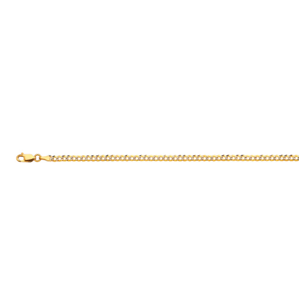 3mm Solid Pave Curb Cuban Chain  - 14k Gold - Image 2