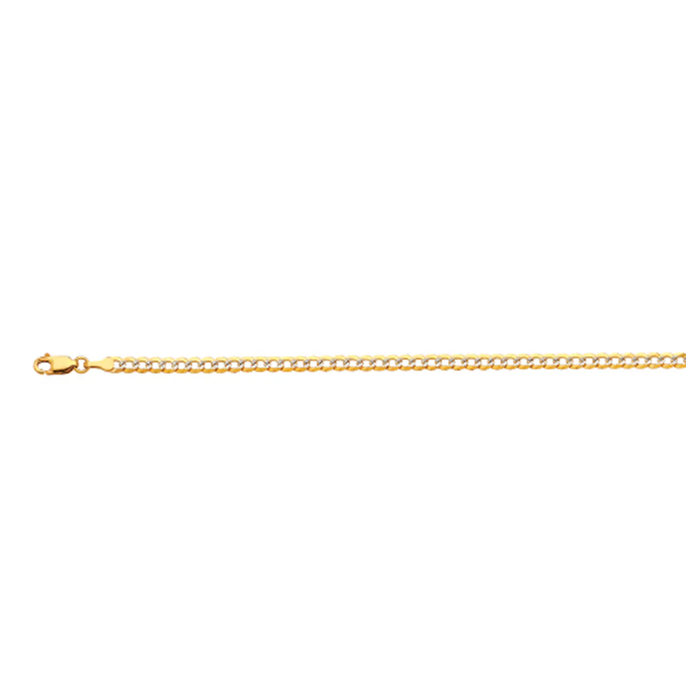3.5mm Solid Pave Curb Cuban Chain  - 14k Gold - Image 2
