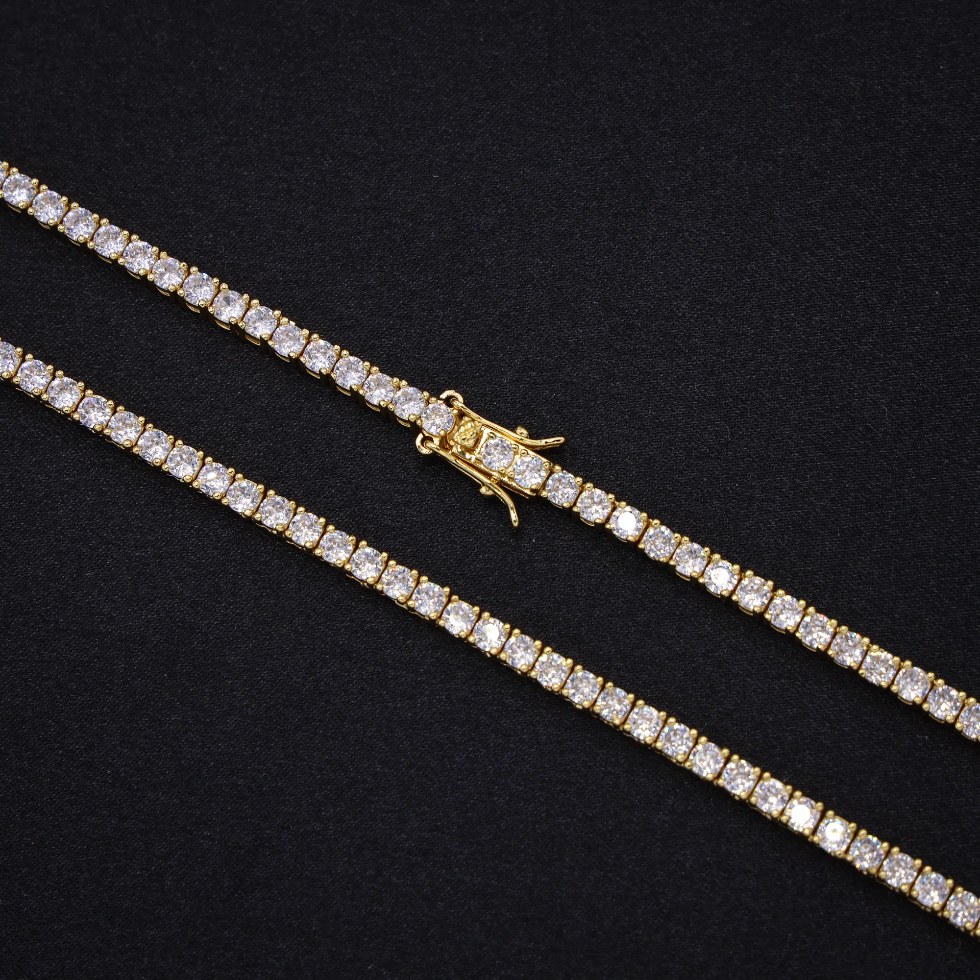 3mm Tennis Necklace - Gold - Image 4