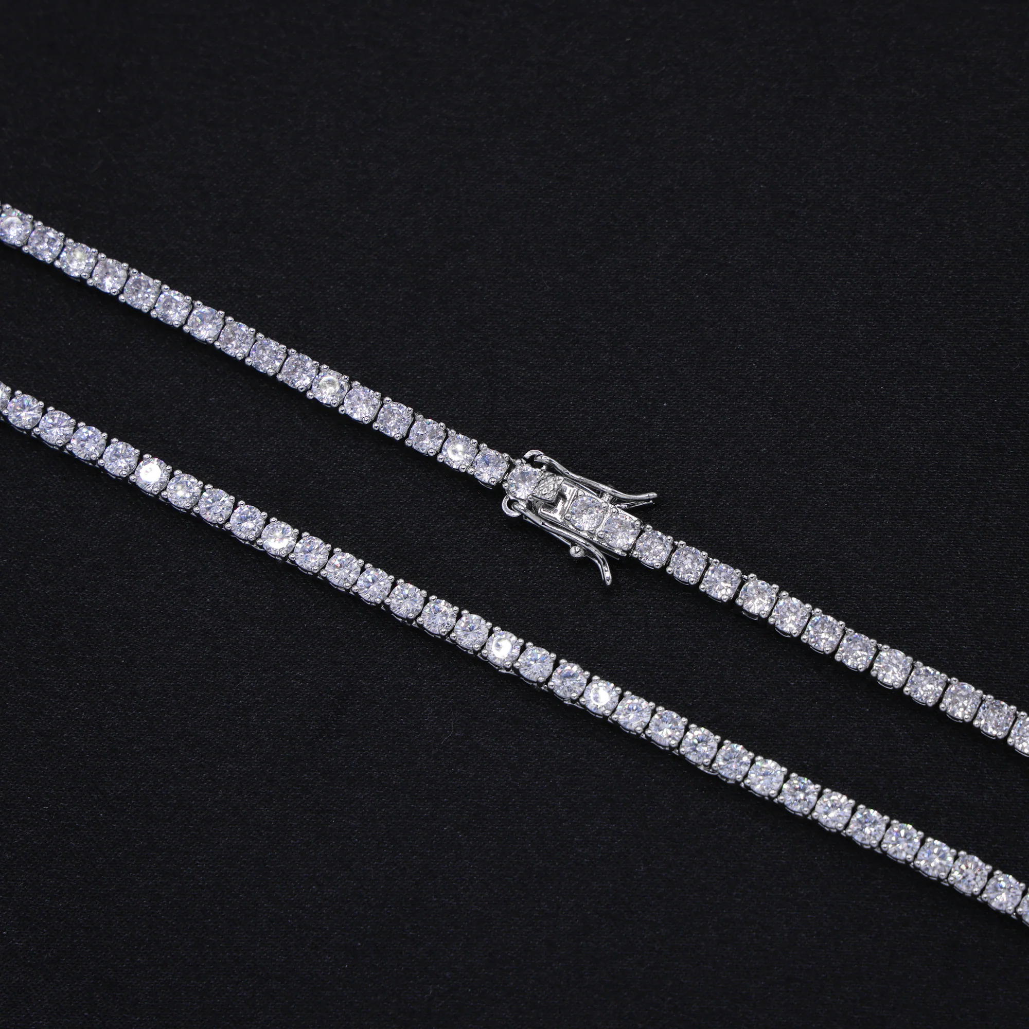 3mm Tennis Necklace - White Gold - Image 5