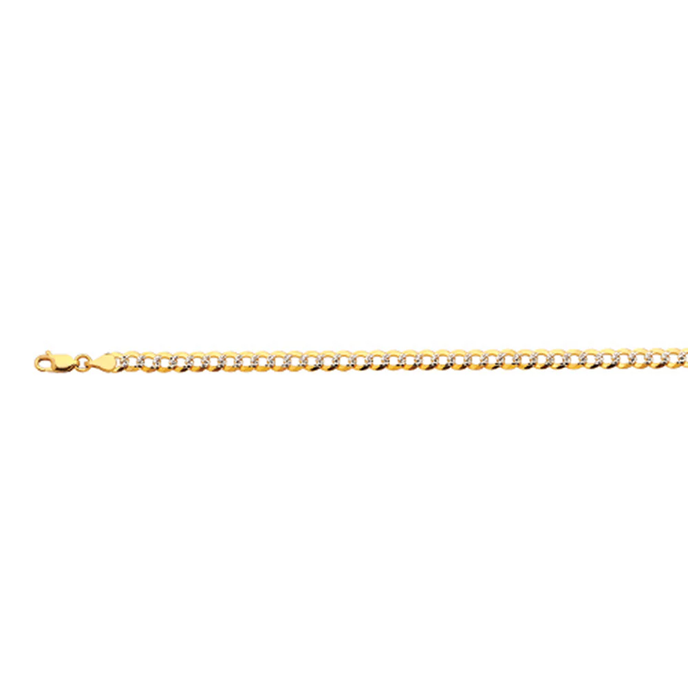 4.5mm Solid Pave Curb Cuban Chain  - 14k Gold - Image 2
