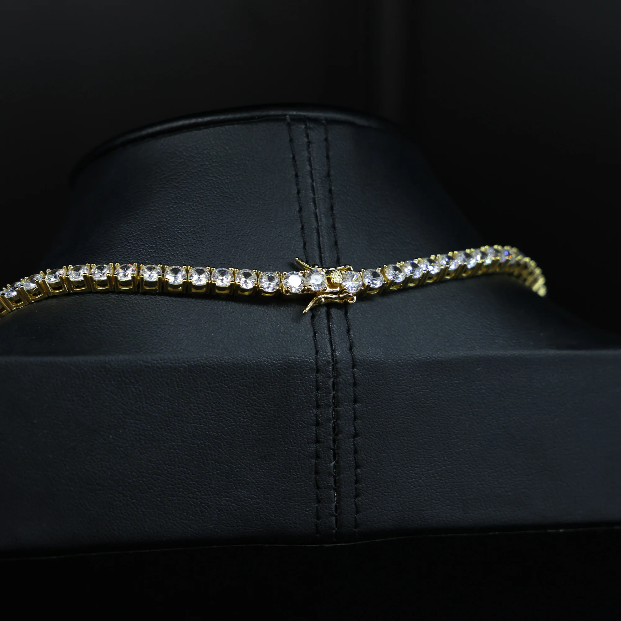 4mm Clover Tennis Necklace - Gold - Image 6