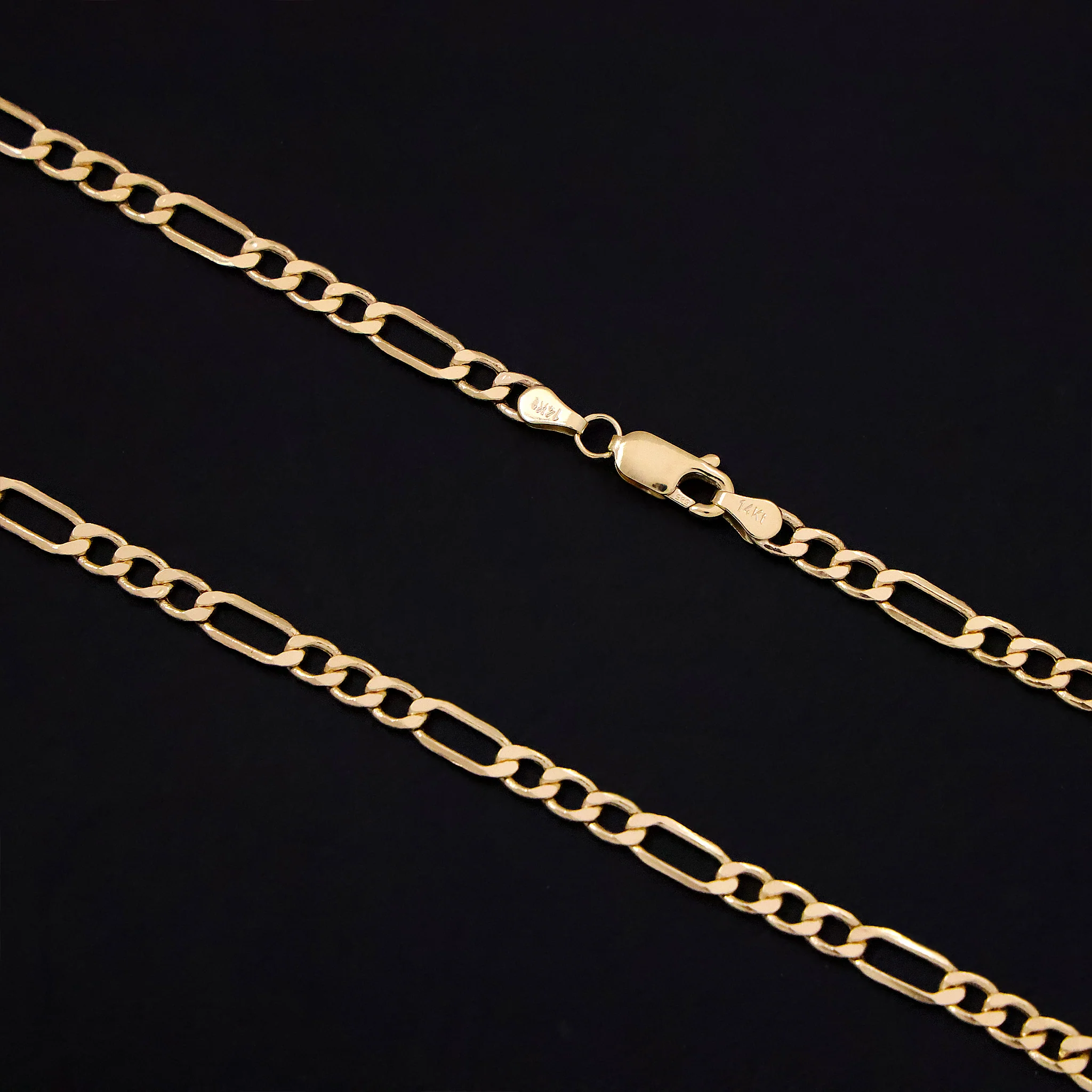 4mm Hollow Figaro Chain - 10k Gold - Image 3