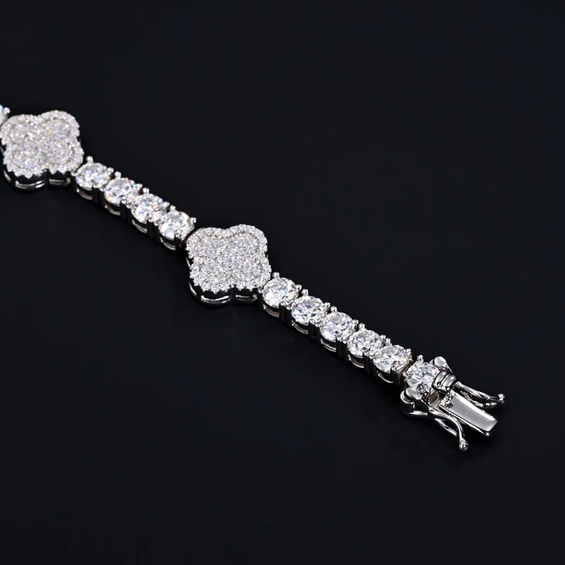 4mm Moissanite Clover Tennis Necklace - 925 Silver - Image 4
