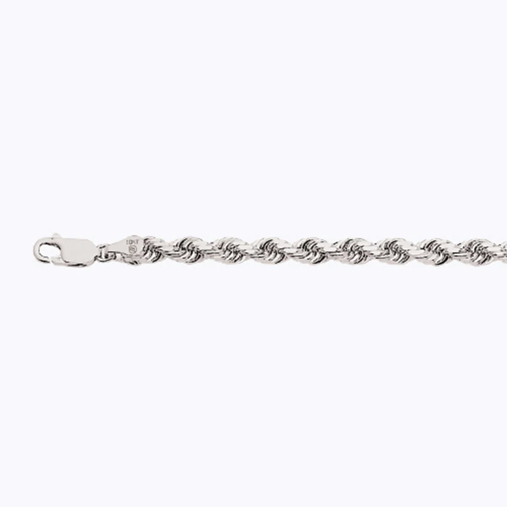 5mm Solid Diamond Cut Rope Chain - 14k White Gold - Image 2