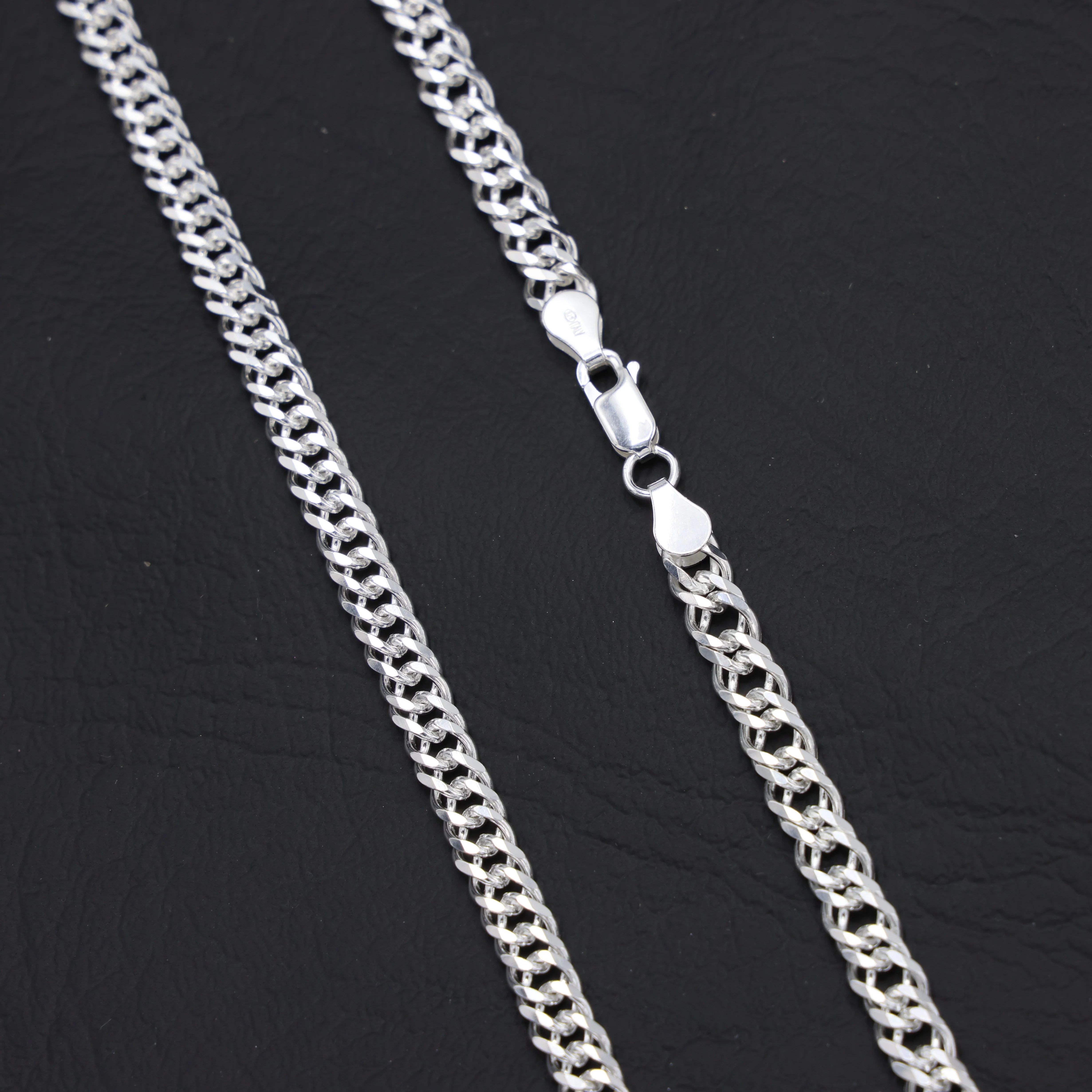 6mm Double Curb Link Chain - 925 Silver - Image 3