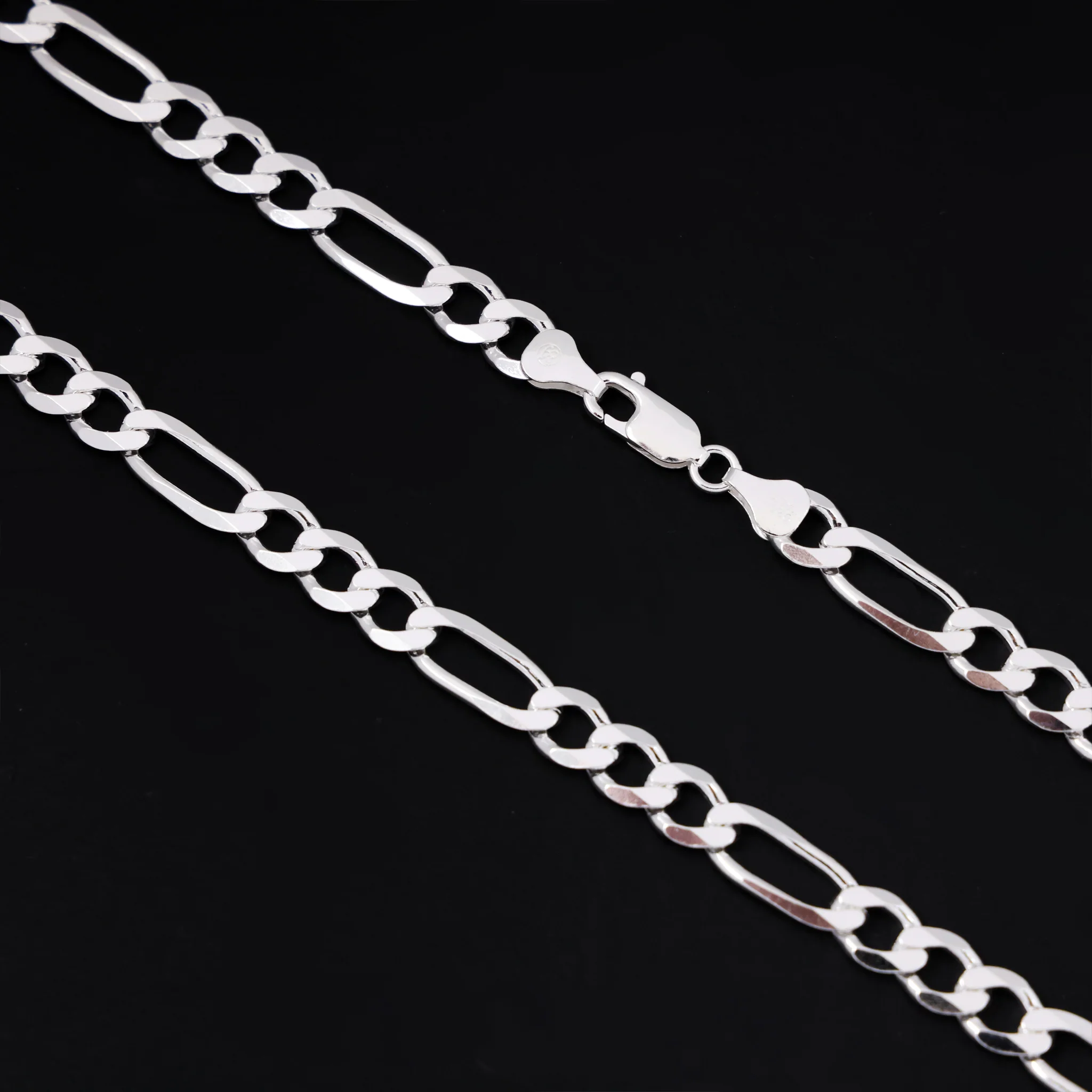 7mm Figaro Chain - 925 Silver - Image 2