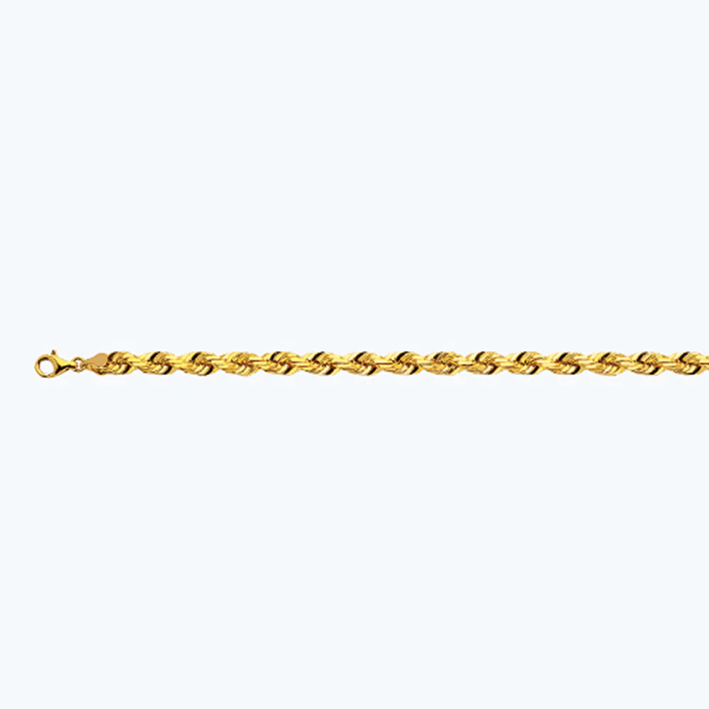 7mm Solid Diamond Cut Rope Chain - 14k Gold - Image 2