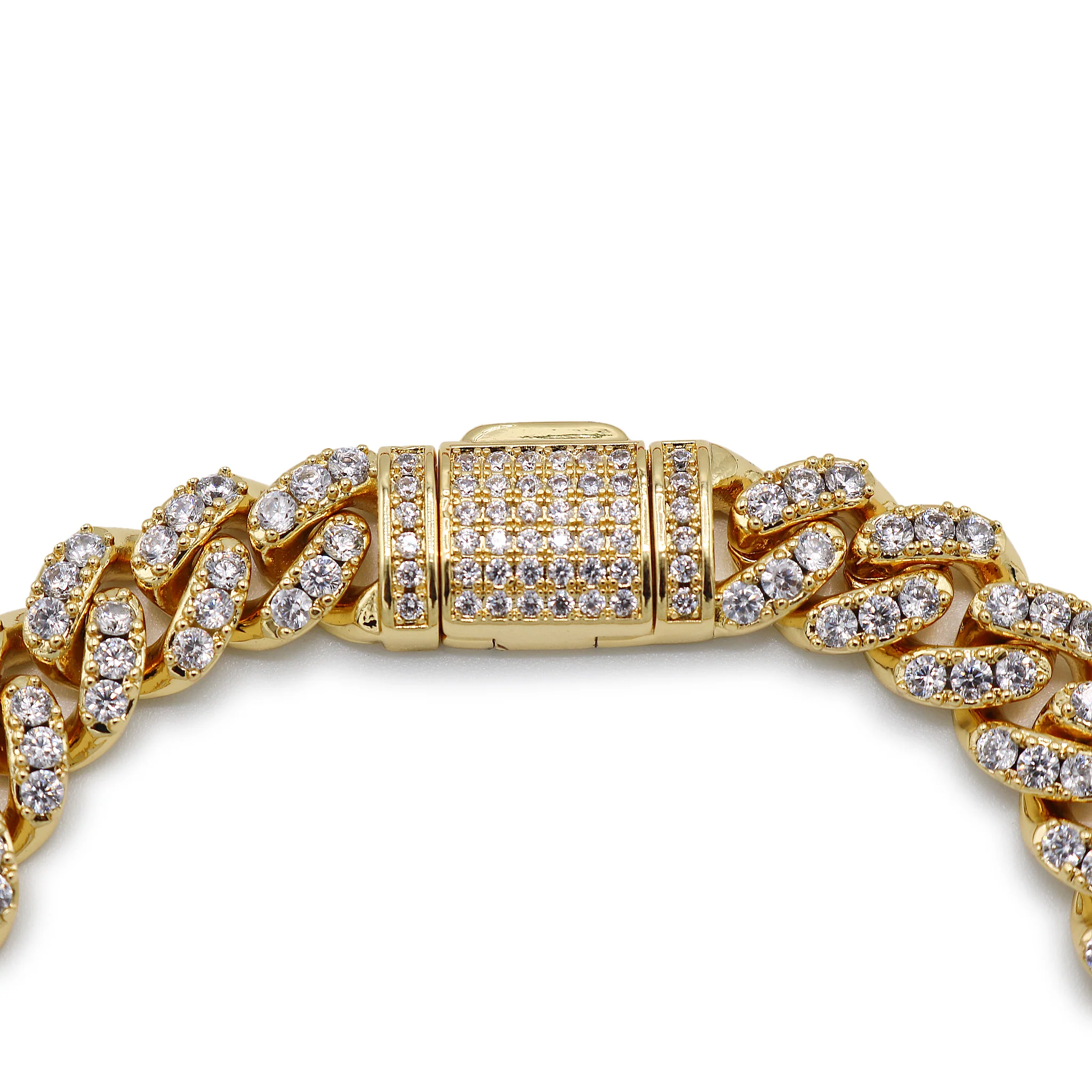 8mm Iced Out Cuban Bracelet - Gold - Image 6