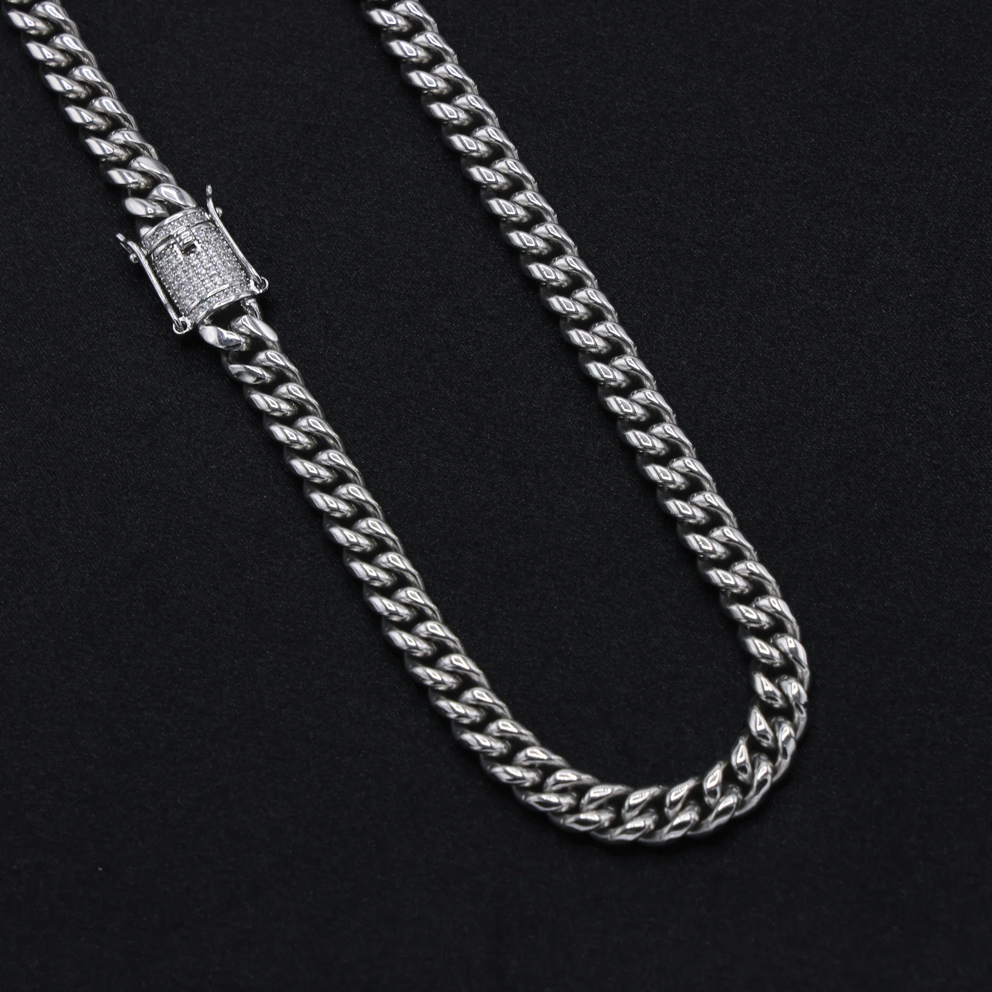 8mm Miami Cuban Chain (Iced Out Clasp) - Premium 316L Stainless - Image 3