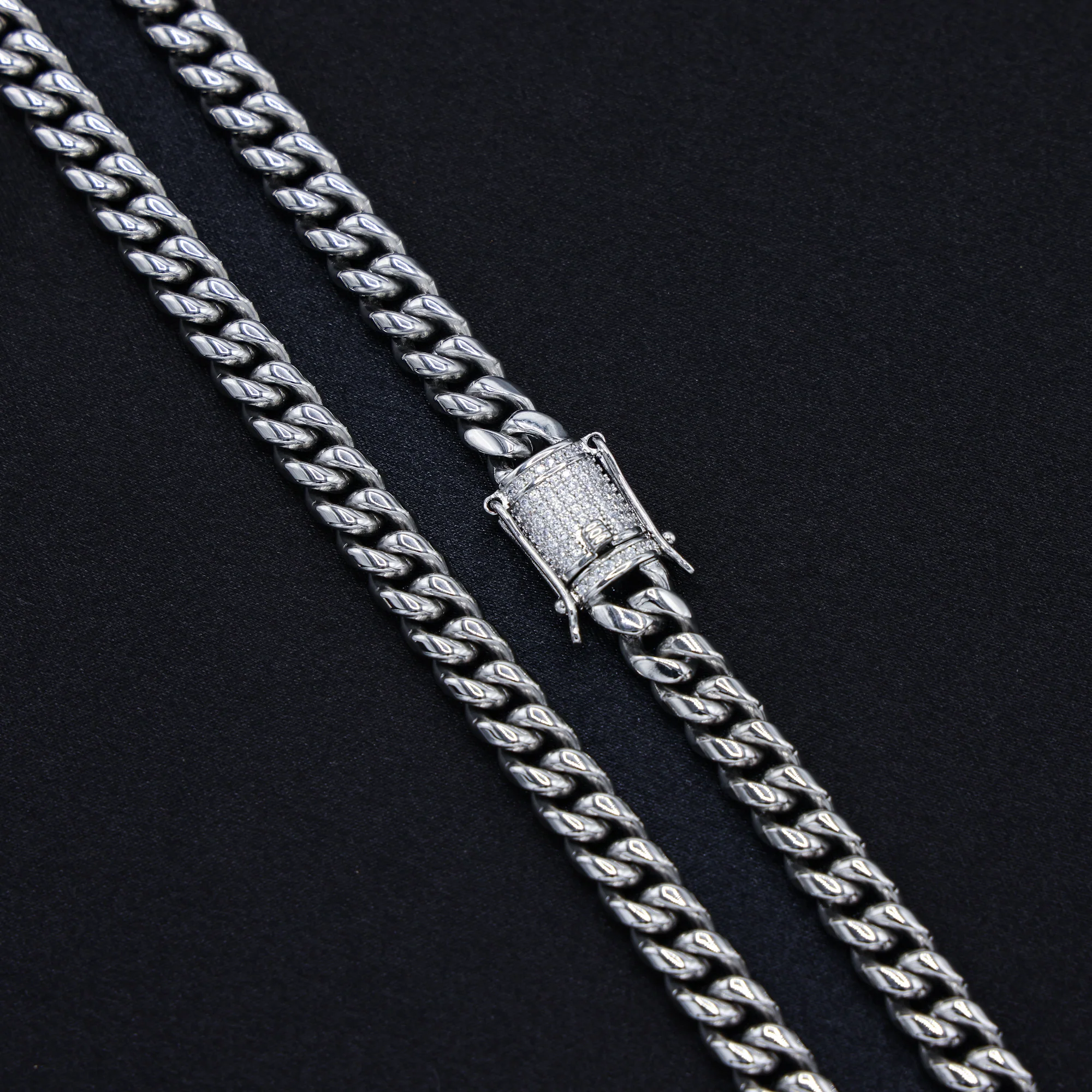 8mm Miami Cuban Chain (Iced Out Clasp) - Premium 316L Stainless - Image 4