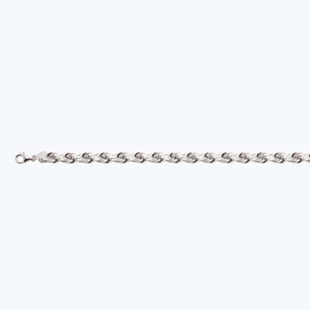 8mm Solid Diamond Cut Rope Chain - 14k White Gold - Image 2
