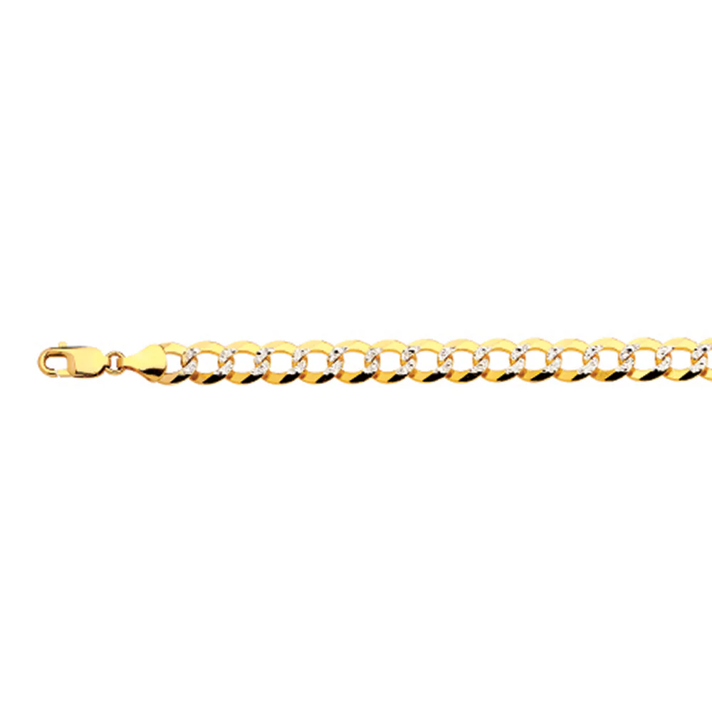 9.5mm Solid Pave Curb Cuban Chain - 14k Gold - Image 2