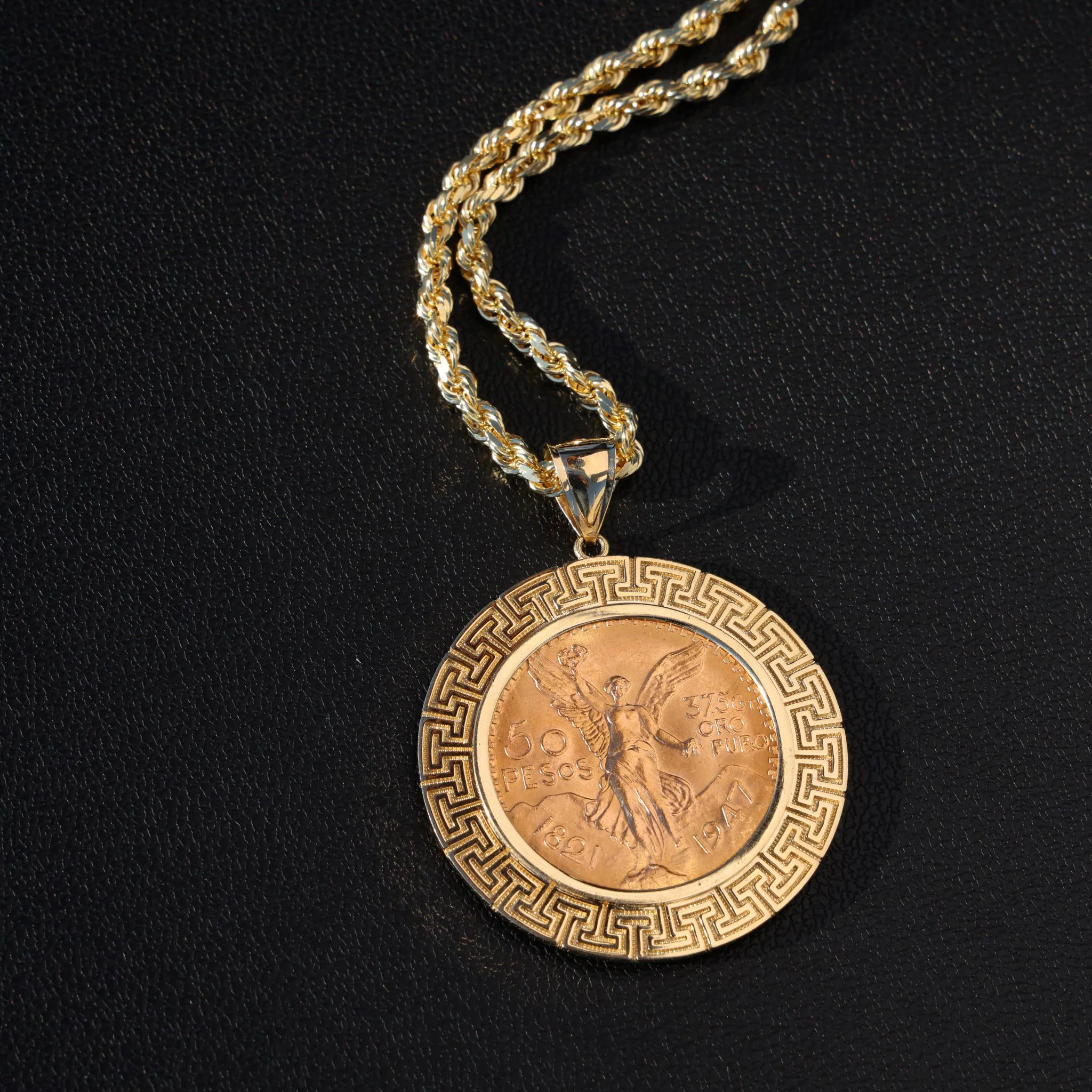 Aztec Pattern Bezel Centenario - Original 22k Gold - Image 4