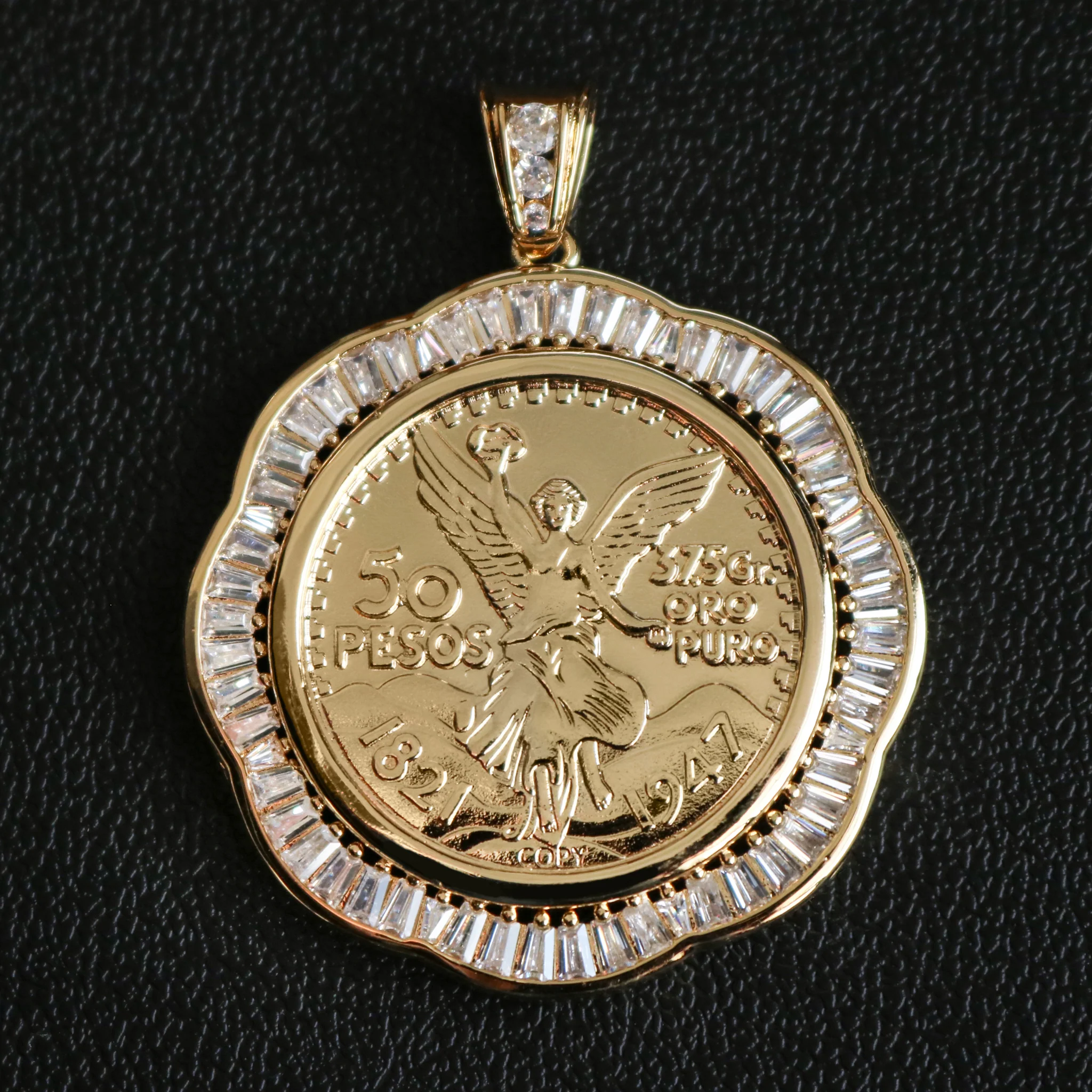 Bubble Baguette Bezel Centenario Pendant - Gold - Image 2