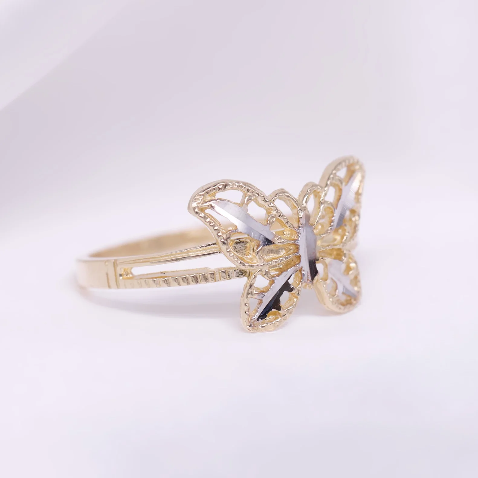 Butterfly 2-Tone Ring - 10k Gold - Image 2