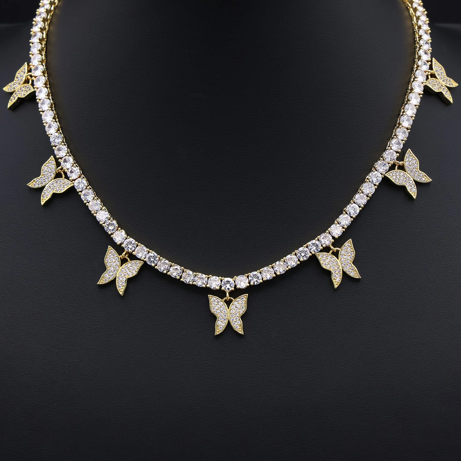 Butterfly Tennis Necklace - Gold - Image 3