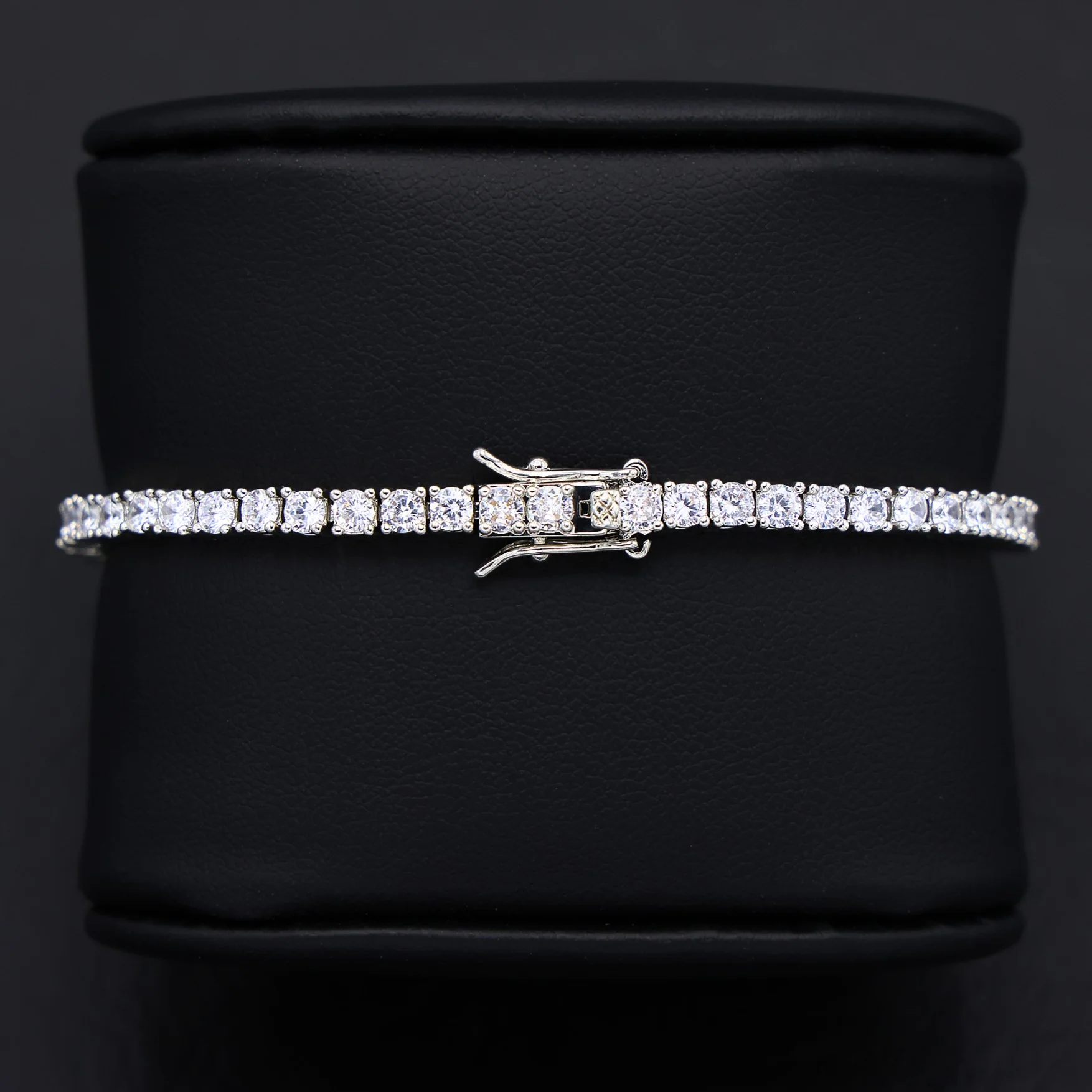 3mm Tennis Bracelet - White Gold - Image 3